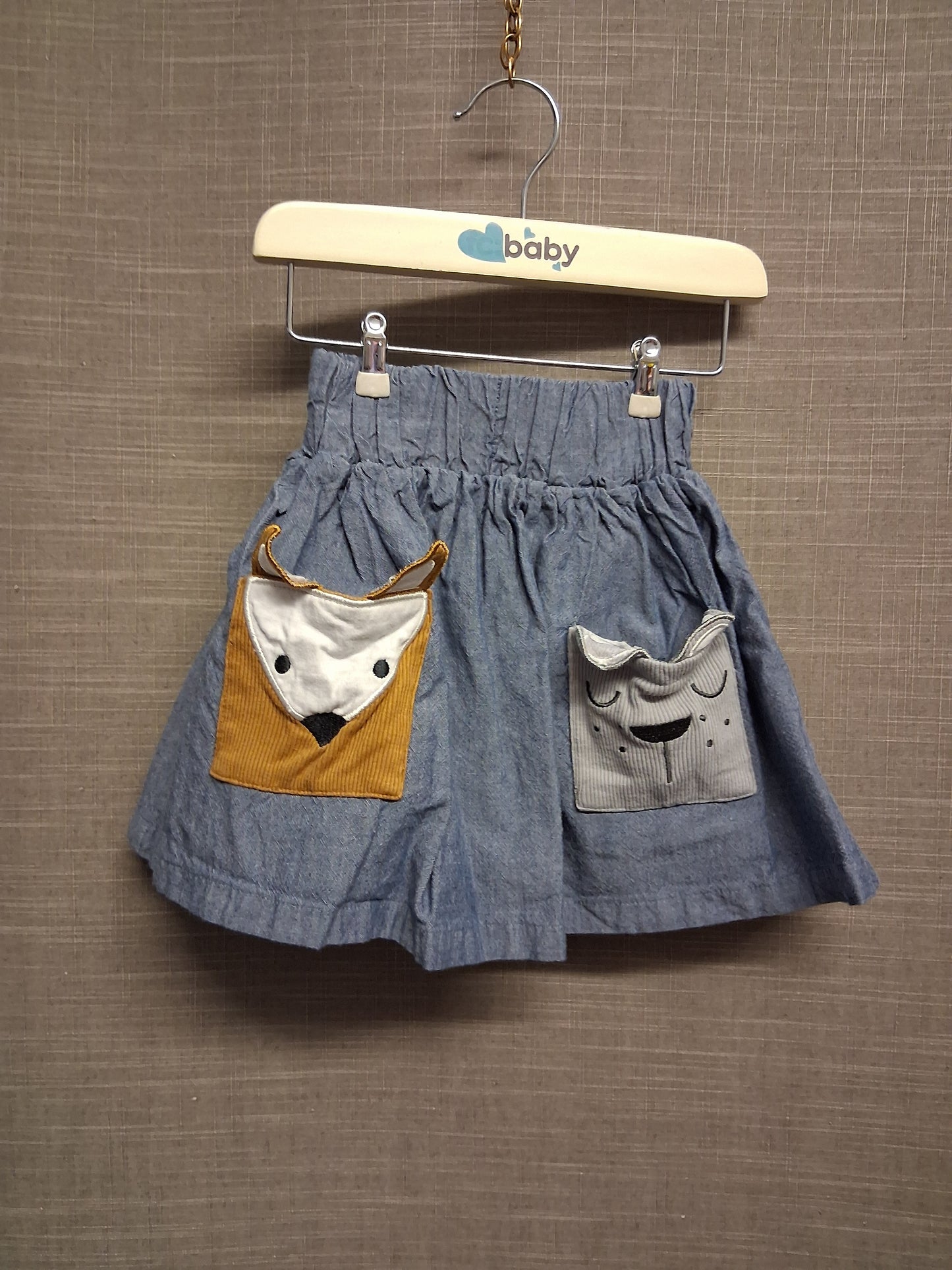 Lilly + Sid Blue Chambray Denim Skirt Lined Pockets Age 2-3 Years
