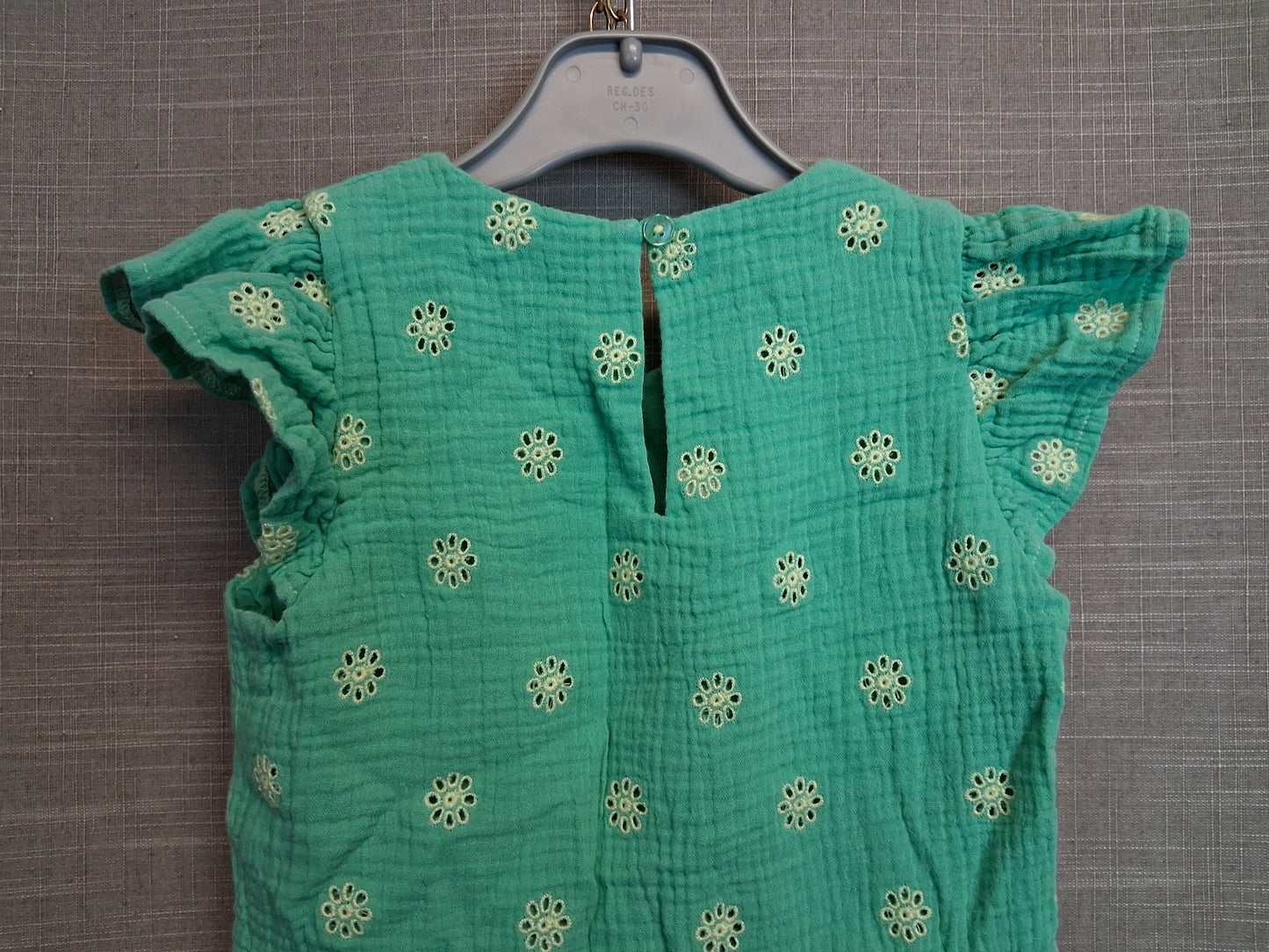 Nutmeg Girls Green Floral Peplum Top Cap Sleeve Age 6-7 Years