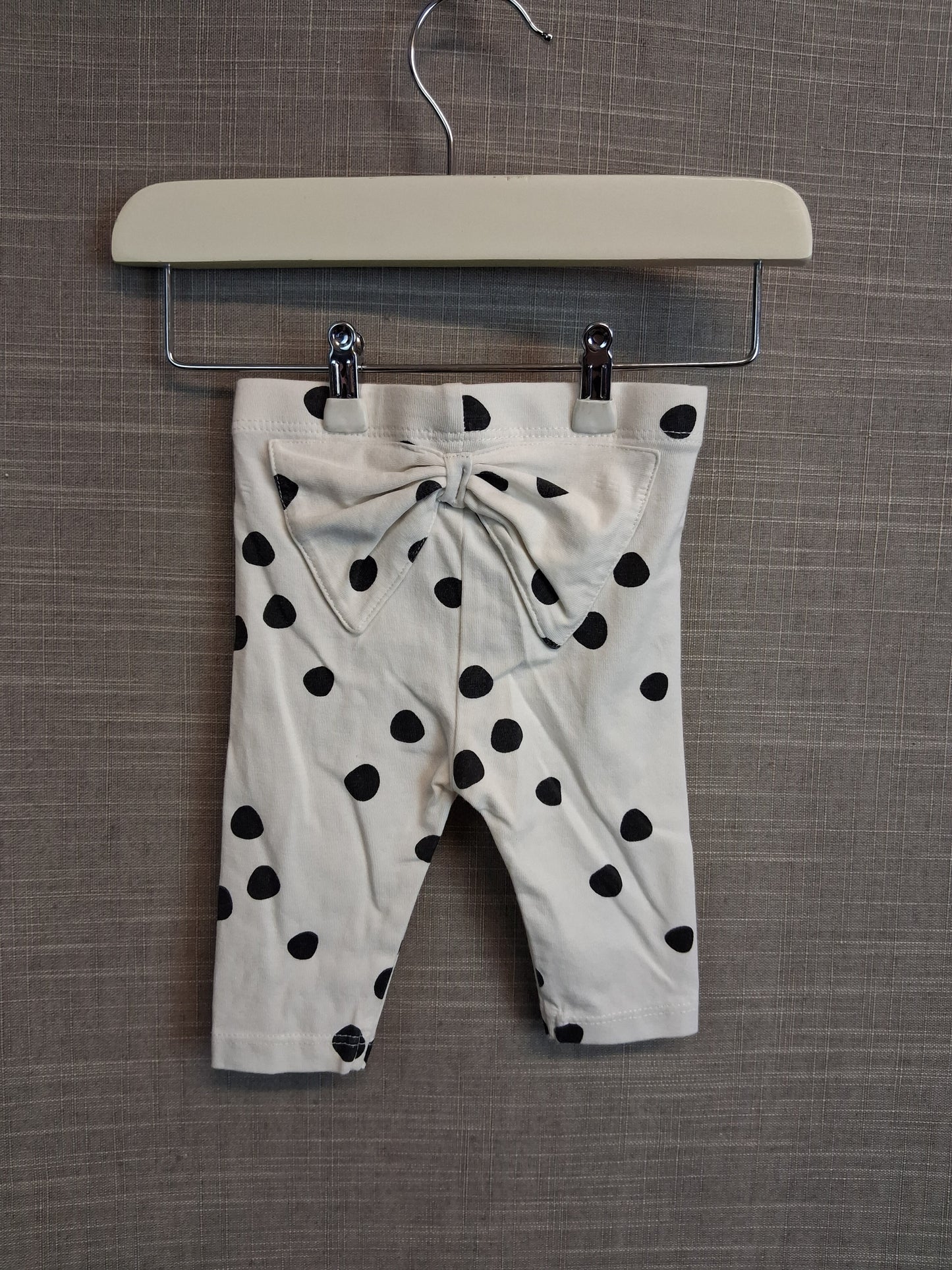 TU Girls White Black Spotty Bow Back Leggings Age Tiny Baby