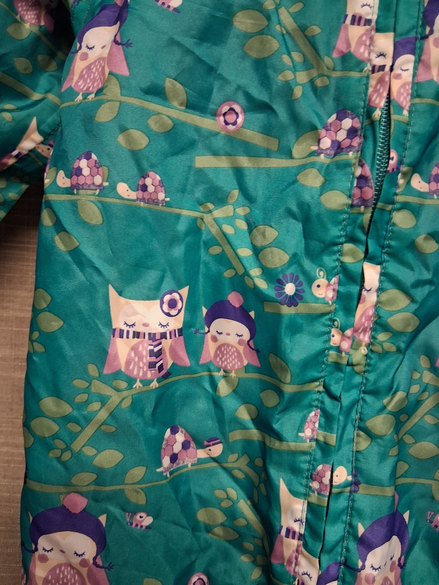 Mini Club Girls Rainsuit All in One Green Owl Print Age 12-18 Months
