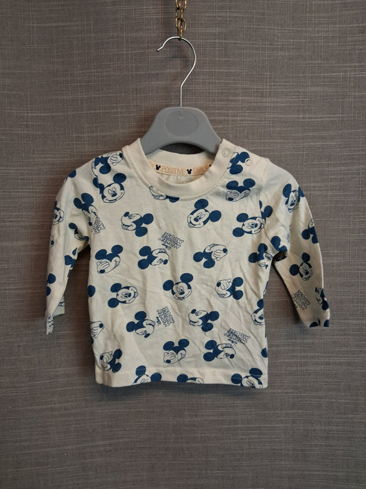 Primark Disney Mickey Mouse Long Sleeve T-Shirt Cream Age 6-9 Months