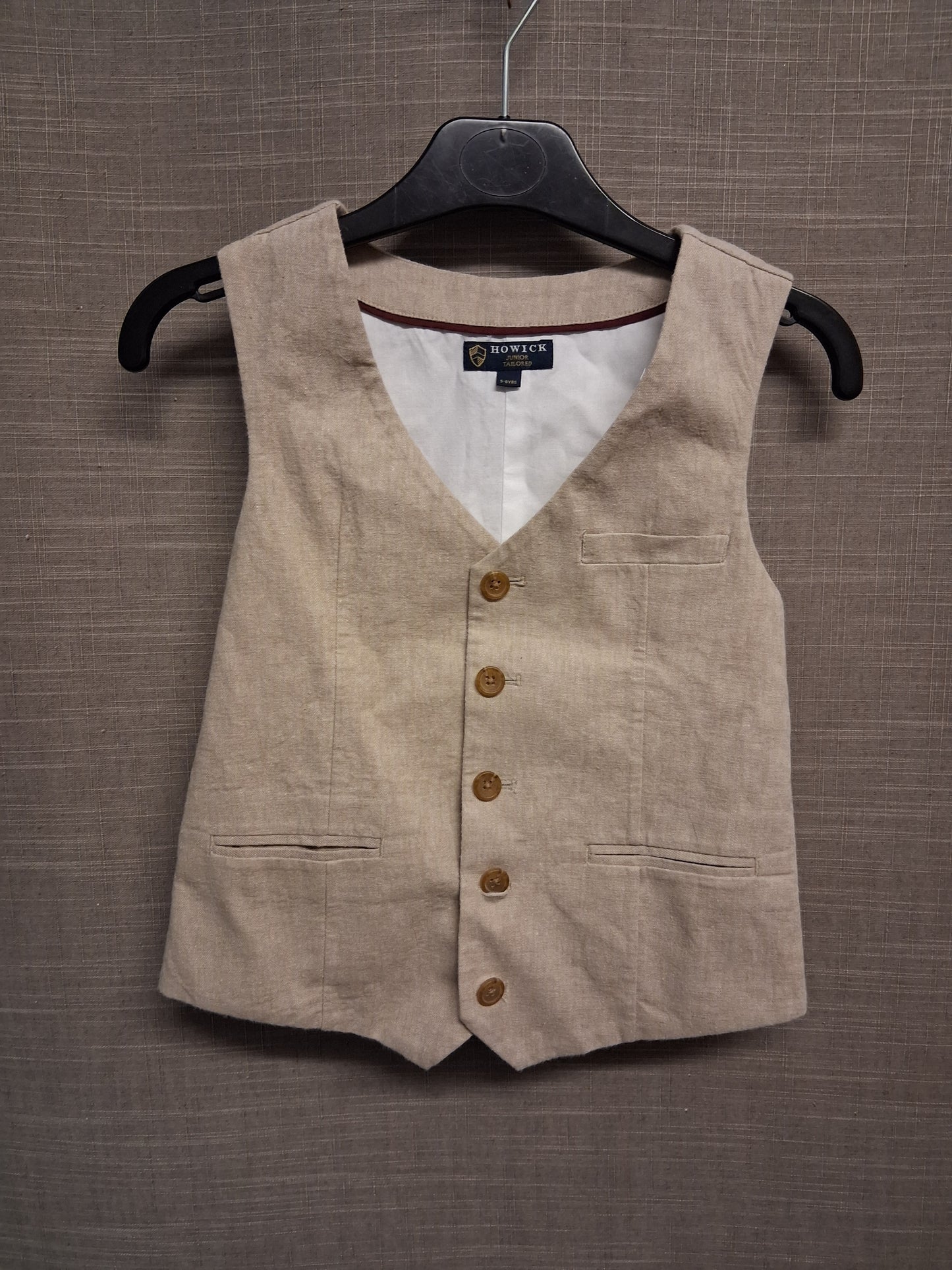 Howick Linen Blend Waistcoat Beige Age 5-6 Years
