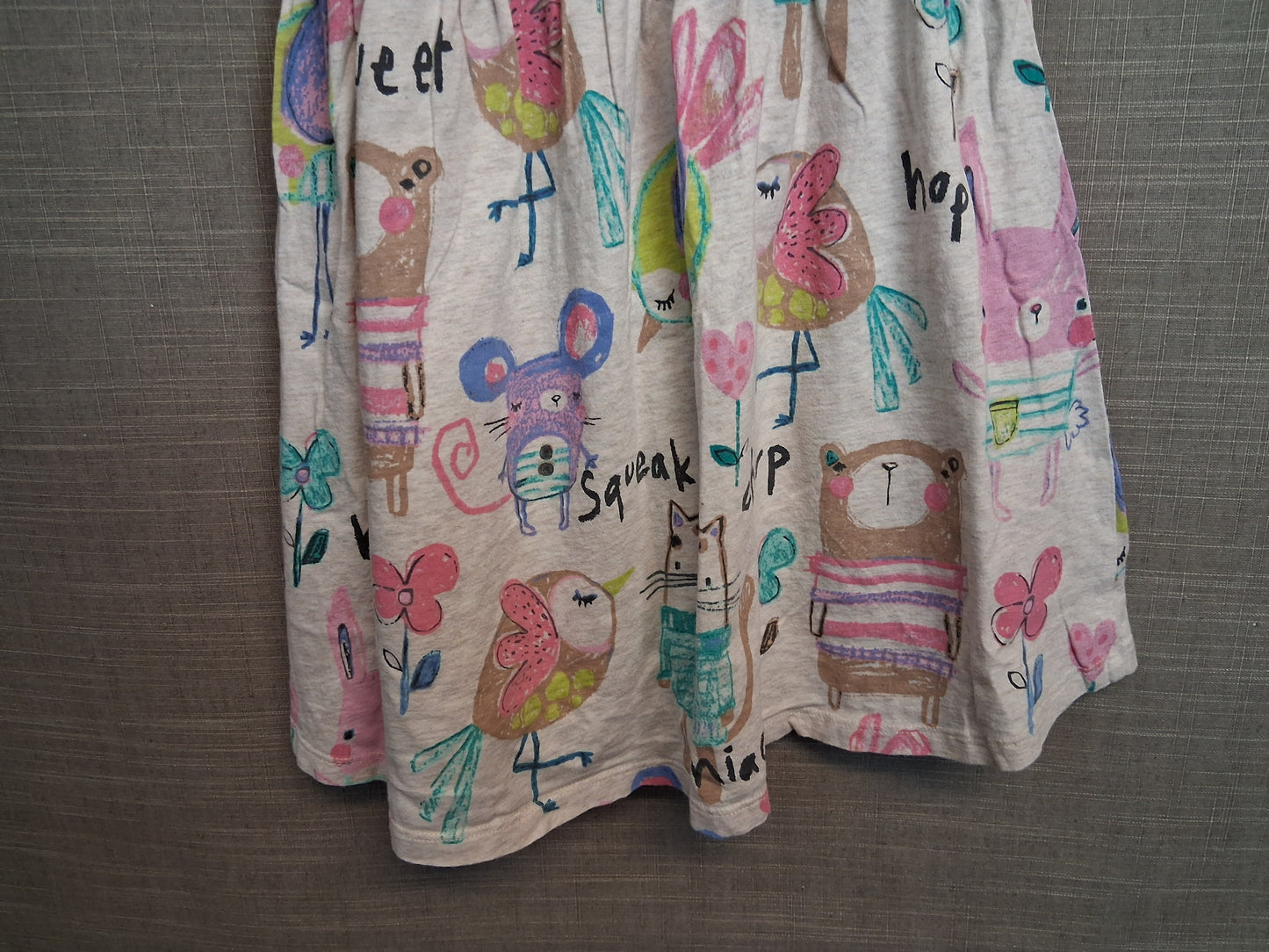 Next Girls Beige Animal Print Dress Jersey Short Sleeve Age 5-6 Years