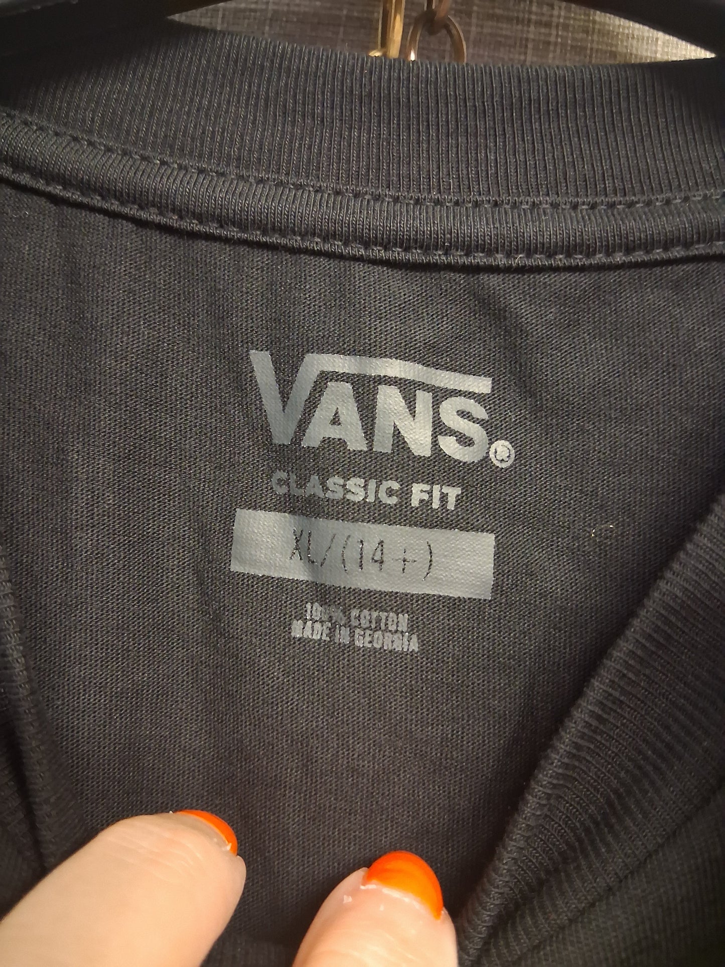 Vans Boys Black Short Sleeve Classic Fit T-Shirt Graphic Print Age 14 Years