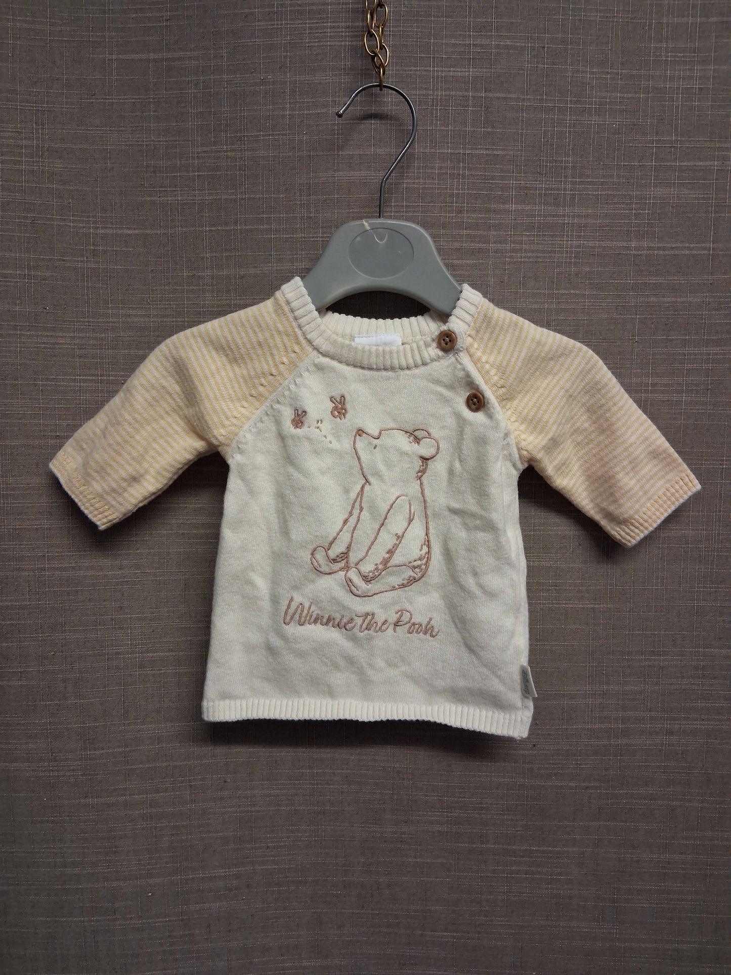 Disney Baby Boys Beige Winnie the Pooh Light Knit Sweater Age Newborn