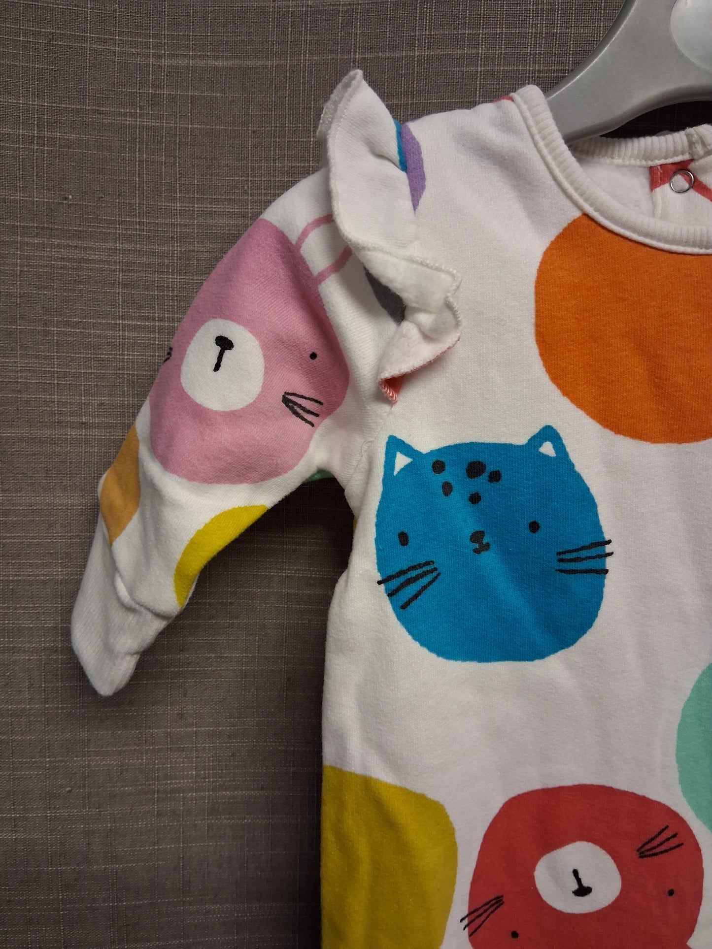 Next Girl Jersey Sleepsuit Cat Multicolour Age 0-3 Months