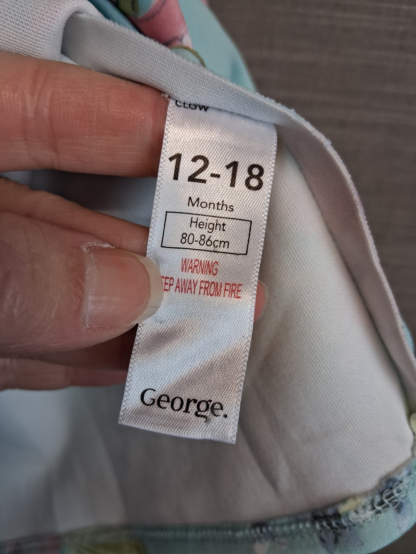 George Girls Blue Floral Scuba Dress Short Sleeve Age 12-18 Months