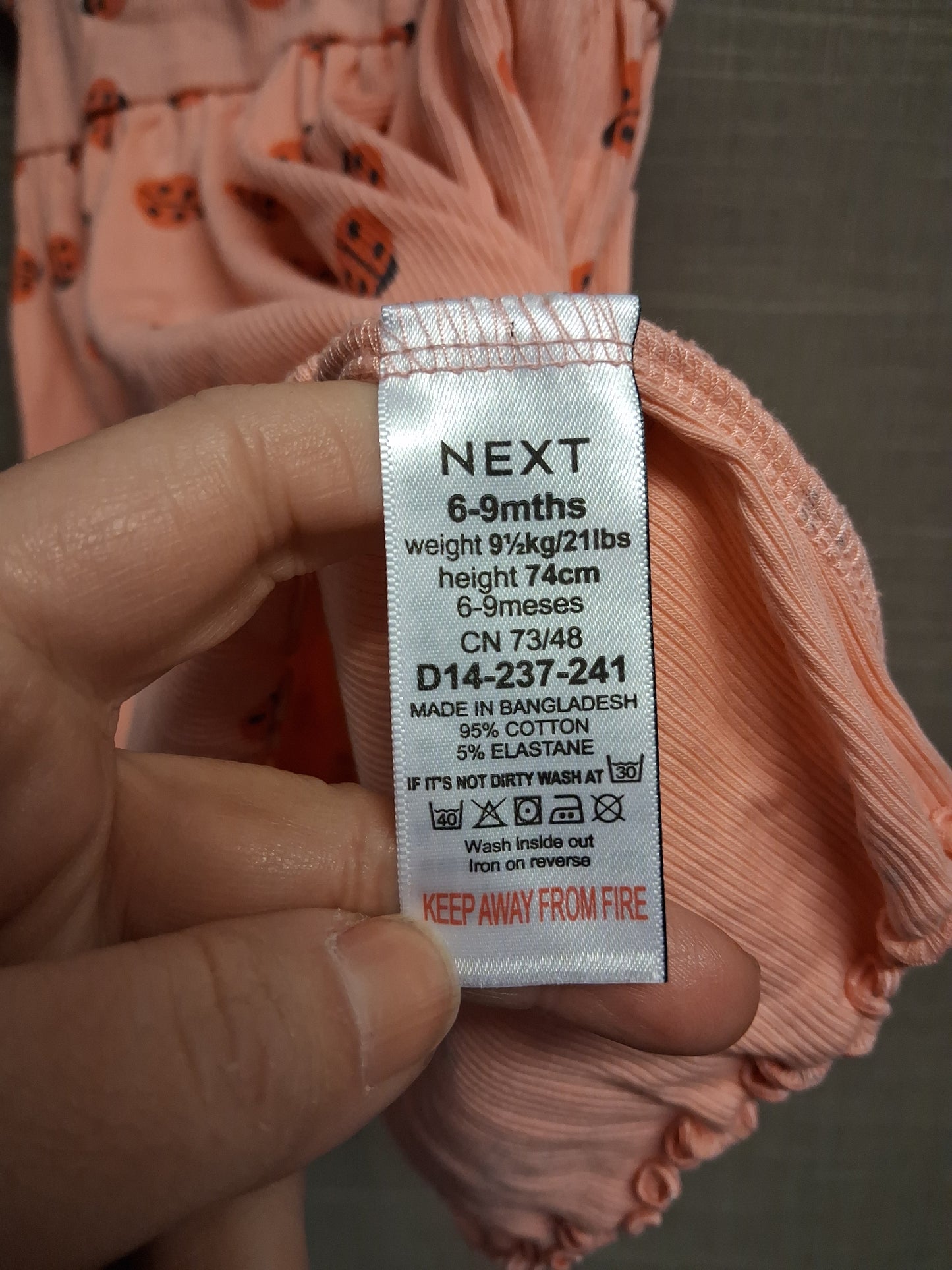 Next Girls Pink Strawberry Jersey T-Shirt Dress Age 6-9 Months