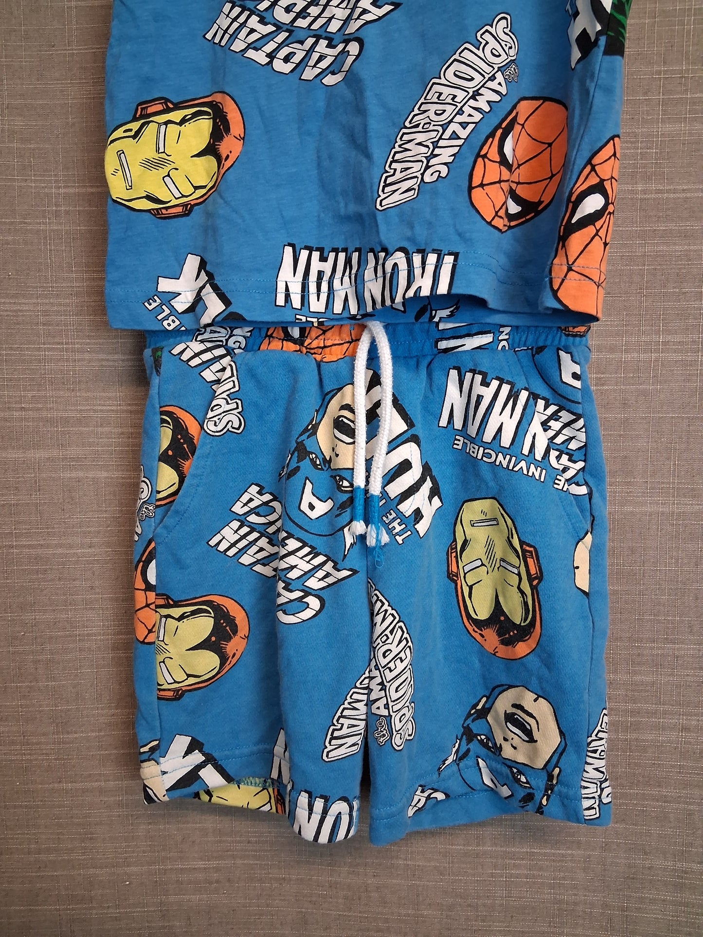 Marvel Boys 2 Piece Summer Outfit Shorts And Vest Age 3-4 Years Blue