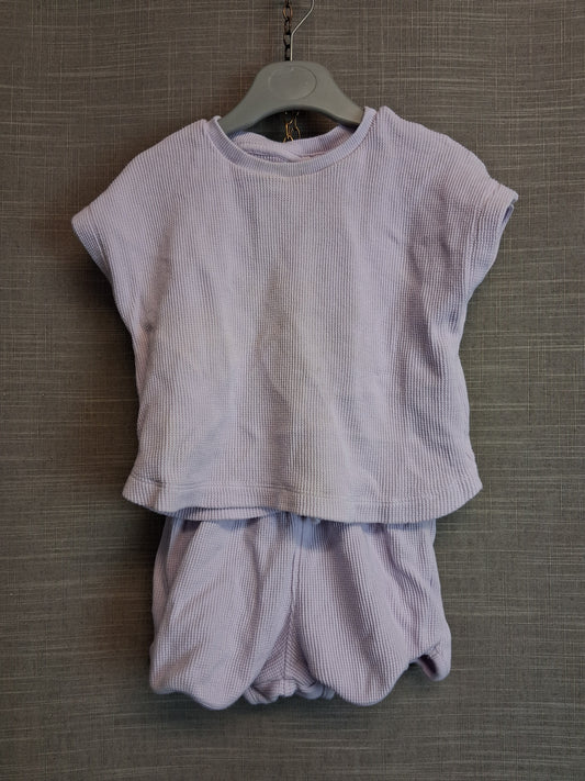 Zara Girls 2 Piece Outfit Lilac T-Shirt & Shorts Age 2-3 Years