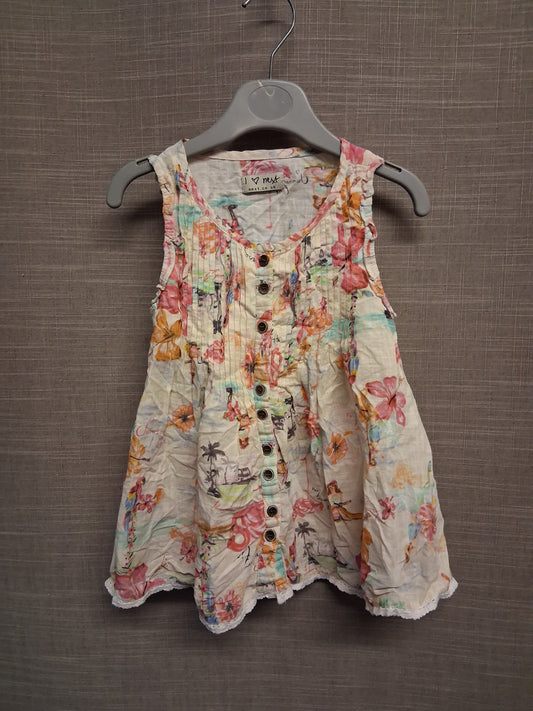 Next Girls Peach Floral V Neck Sleeveless Dress Age 4 Years