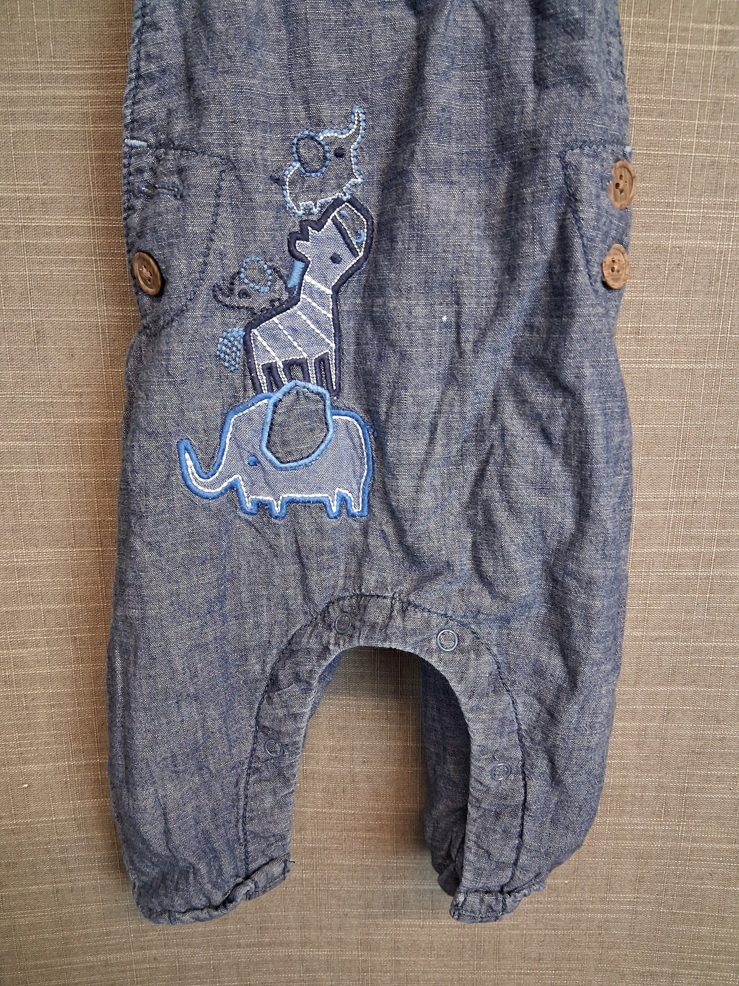 Nutmeg Boys Denim Dungarees Blue Age 3-6 Months