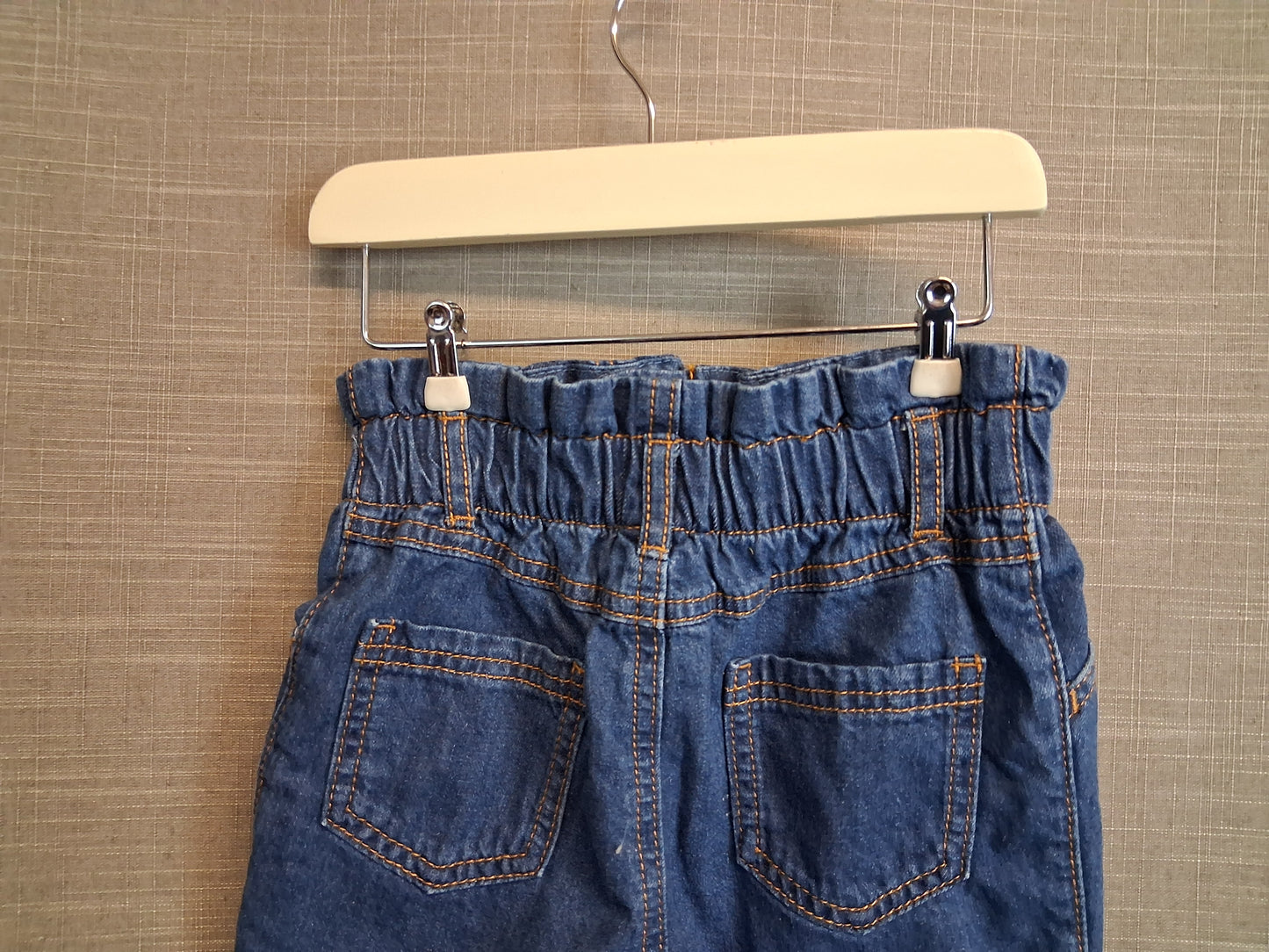 TU Girls Blue Denim Paperbag Shorts Rainbows Age 18-24 Months