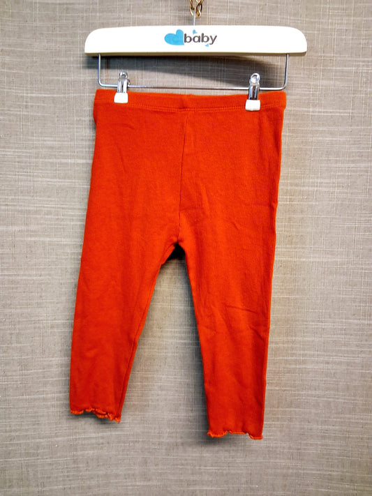 Next Girls Red Ribbed Leggings Age 9-12 Months
