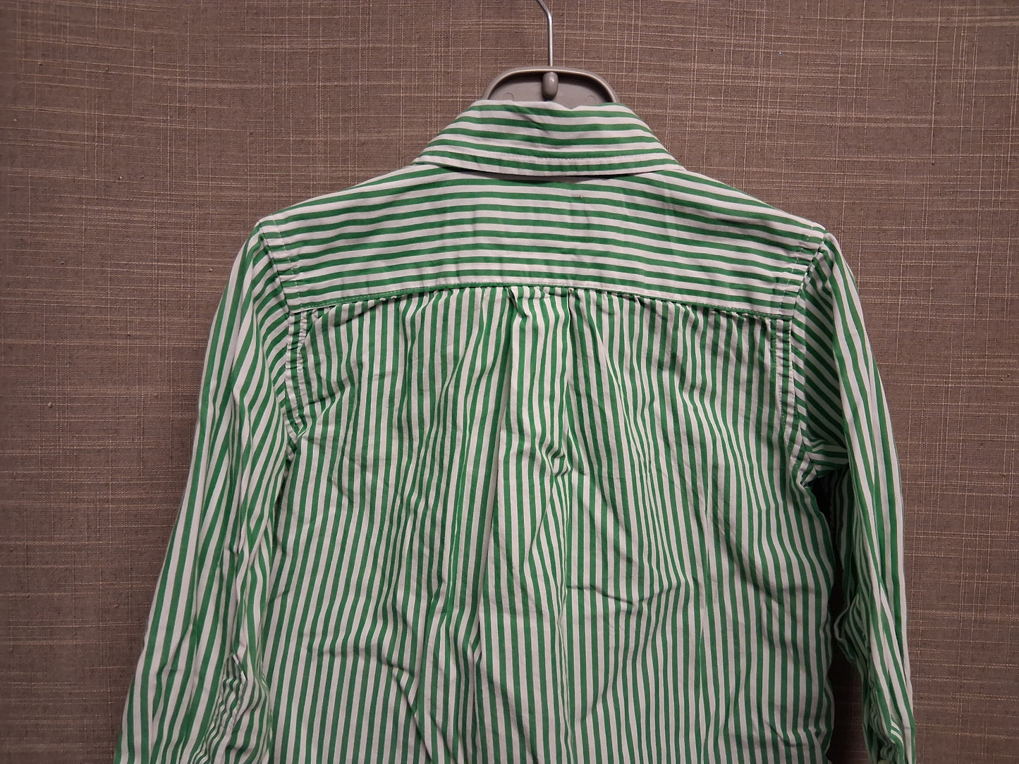 Polo Ralph Lauren Boys Green White Stripe Natural Stretch Long Sleeve Shirt Age 2 Years