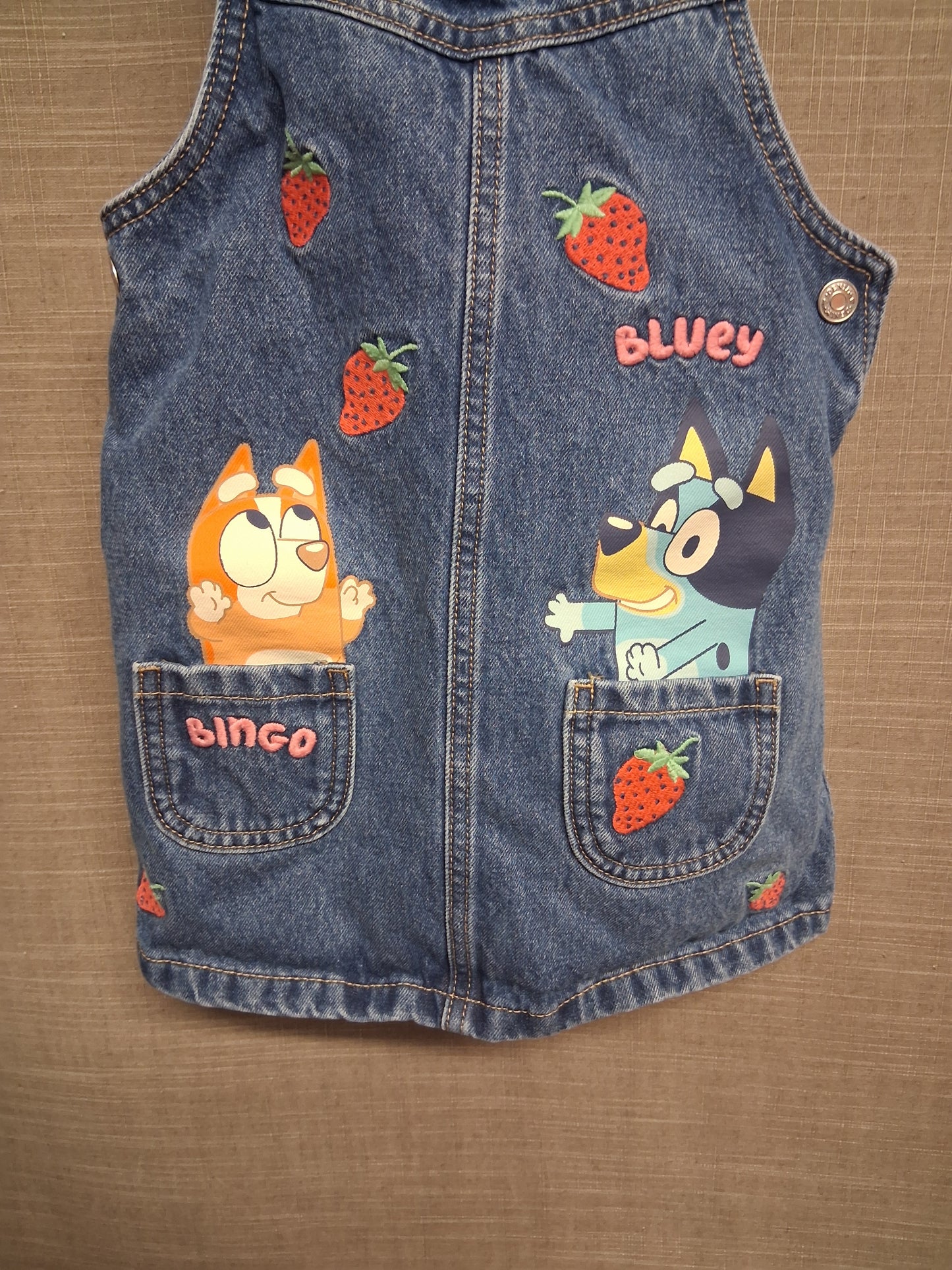 George Girls Bluey Denim Pinafore Dress Age 4-5 Years