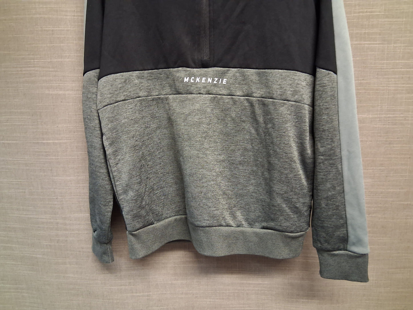 Mckenzie Boys Black Grey Half Zip Hoodie Age 10-12 Years