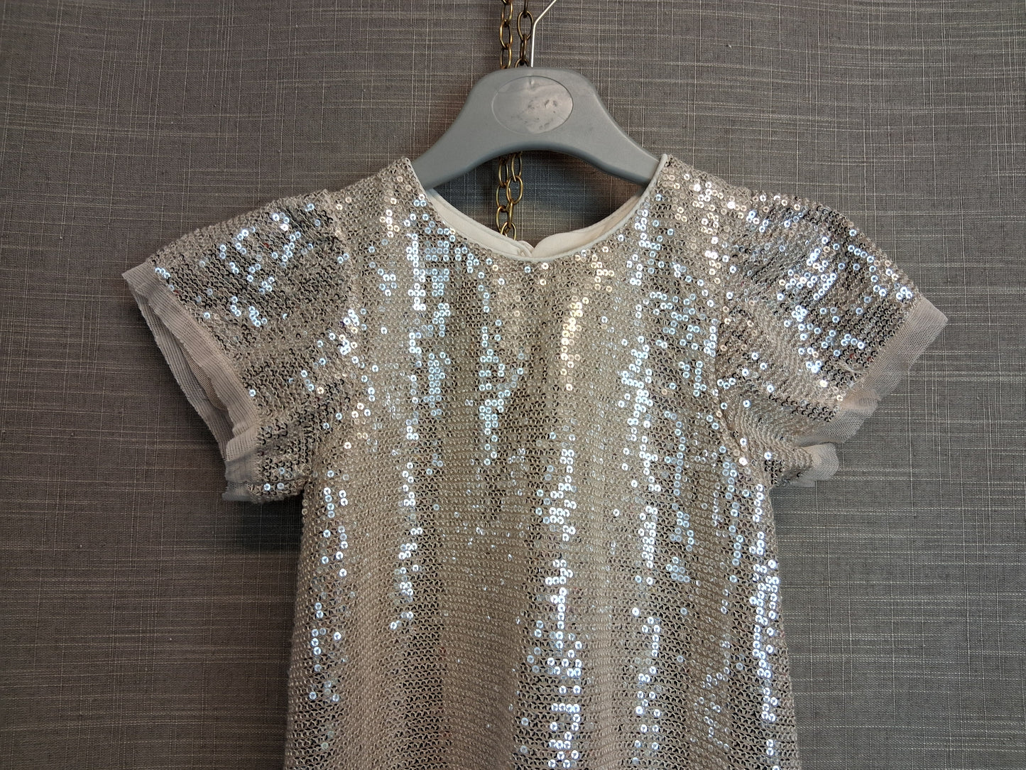 Primark Girls Gold Iridescent Sequin Dress Age 2-3 Years