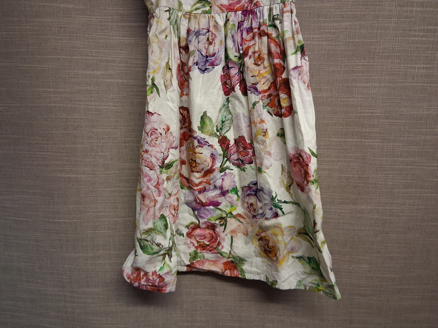 Next Girls Beige Floral Keyhole Back Dress Age 7 Years