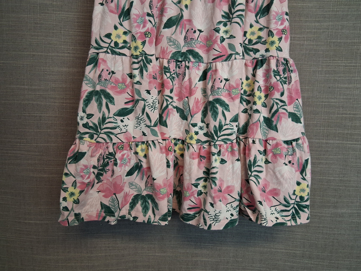 F&F Girls Pink Floral Tiered Jersey Dress Age 6-7 Years