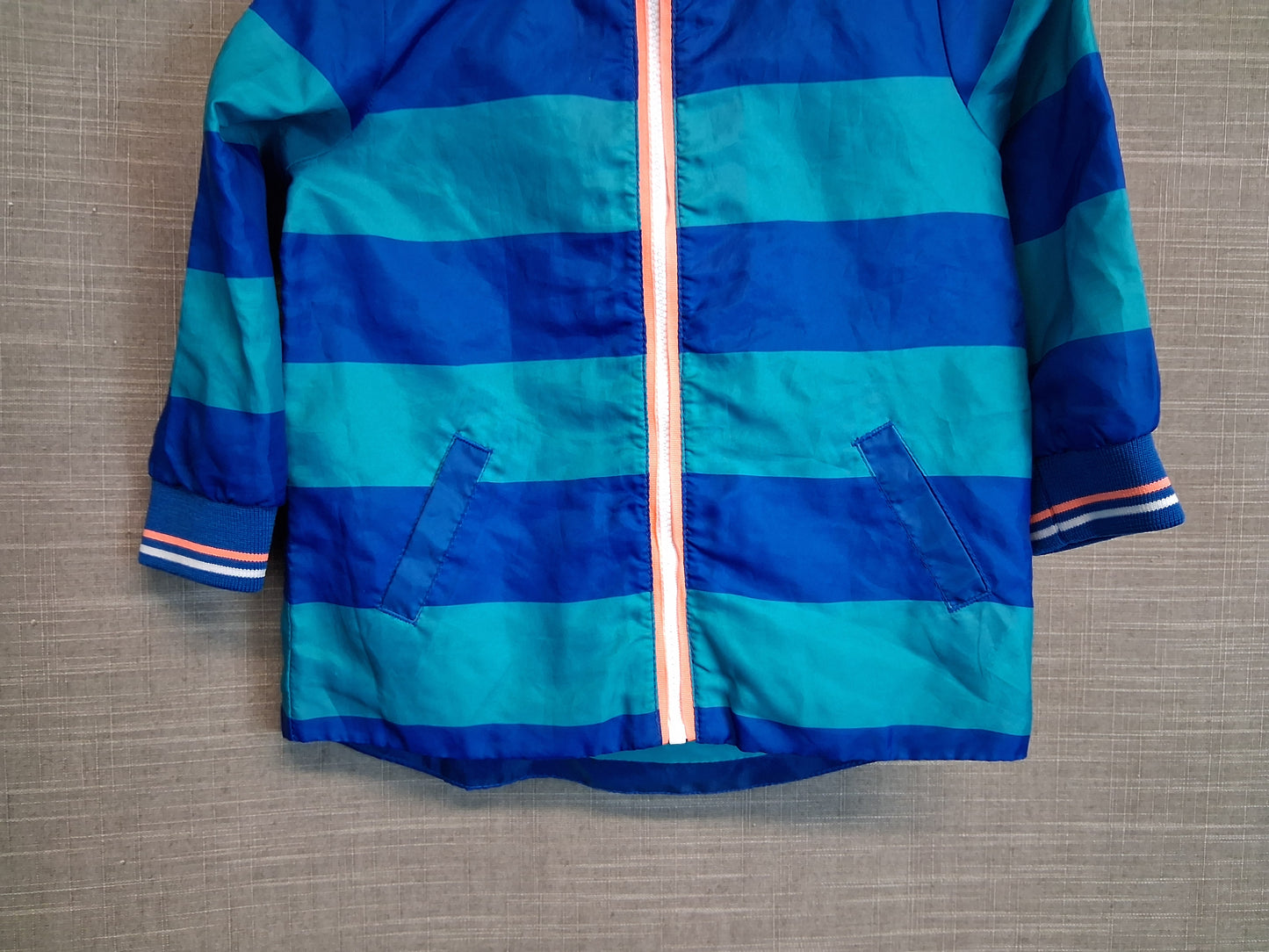F&F Boys Raincoat Jacket Blue Stripe Age 9-12 Months