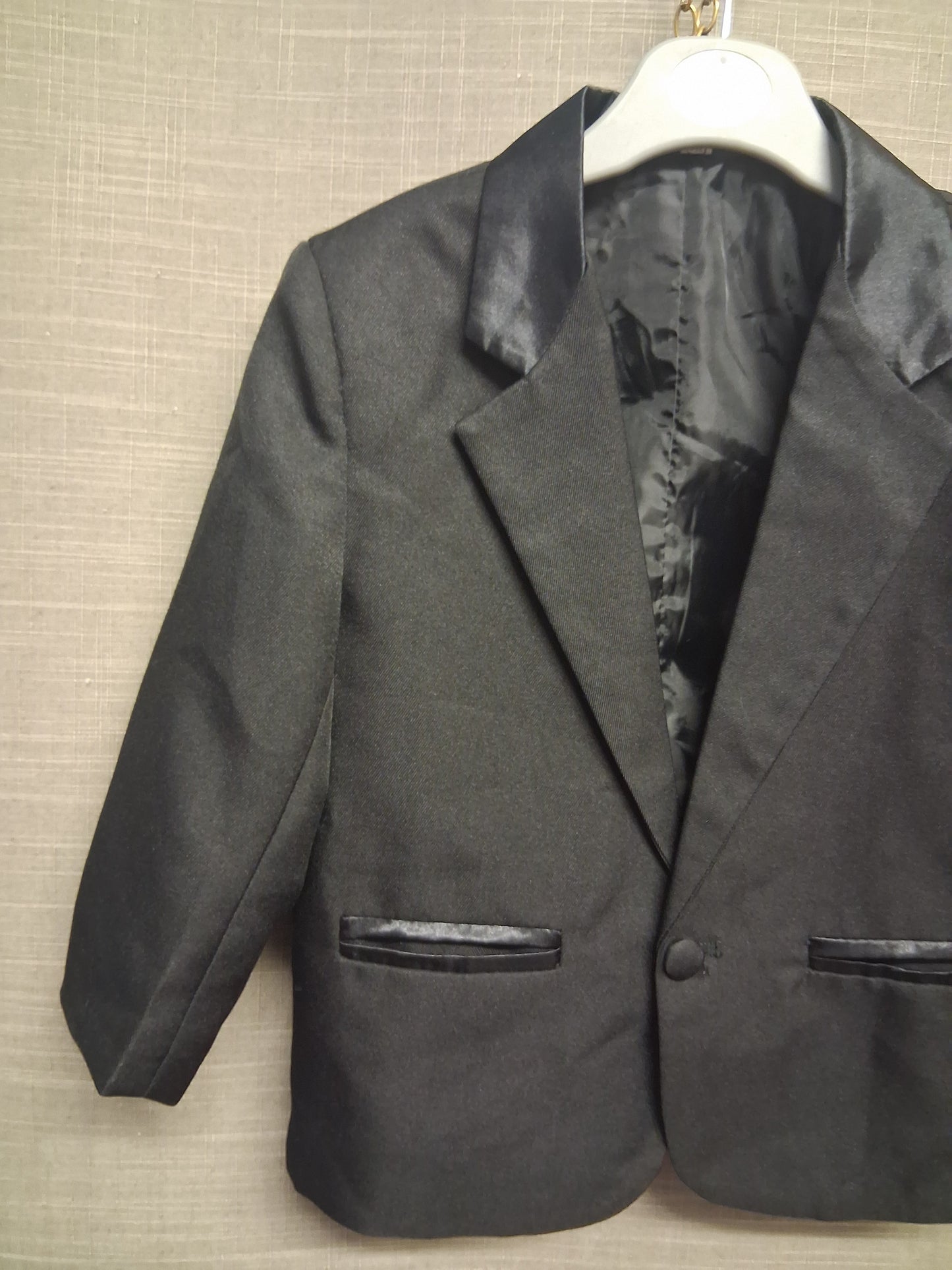 Boys Black Blazer Jacket Satin Trim Age 4 Years