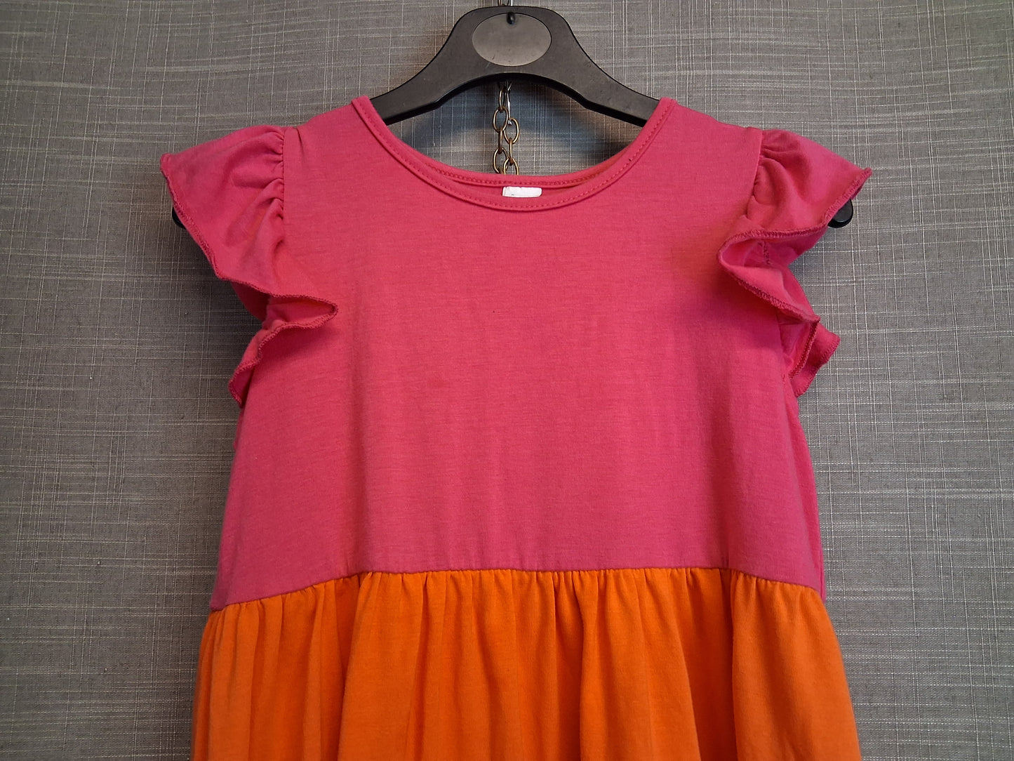 Shein Girls Tiered Jersey Dress Sleeveless Pink Orange Age 7 Years
