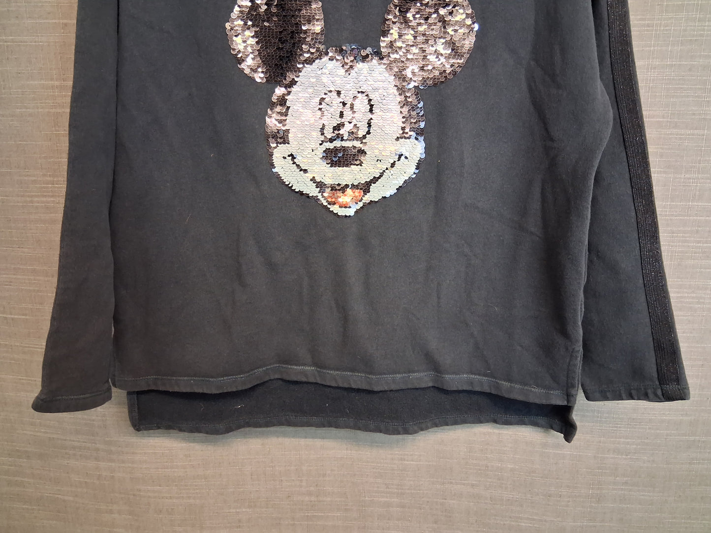 Zara Disney Mickey Mouse 2 way Sequin Sweater Faded Black Age 13-14 Years