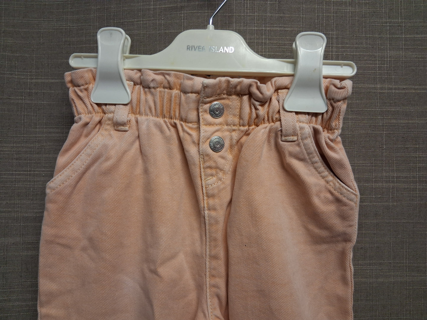 F&F Girls Peach Denim Paperbag Mom Jeans Age 18-24 Months