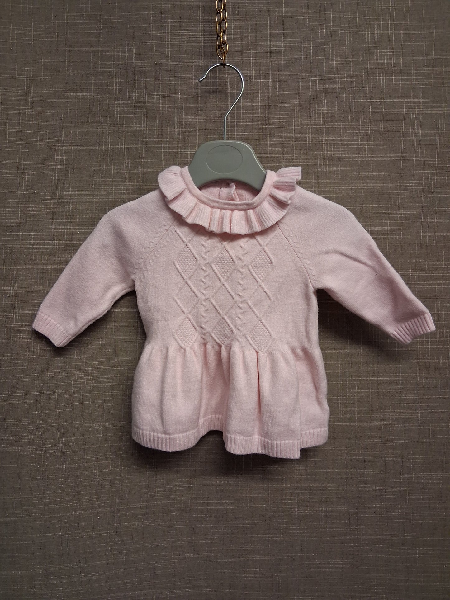 Nutmeg Girls Pale Pink Soft Knit Jumper Dress Age 0-3 Months