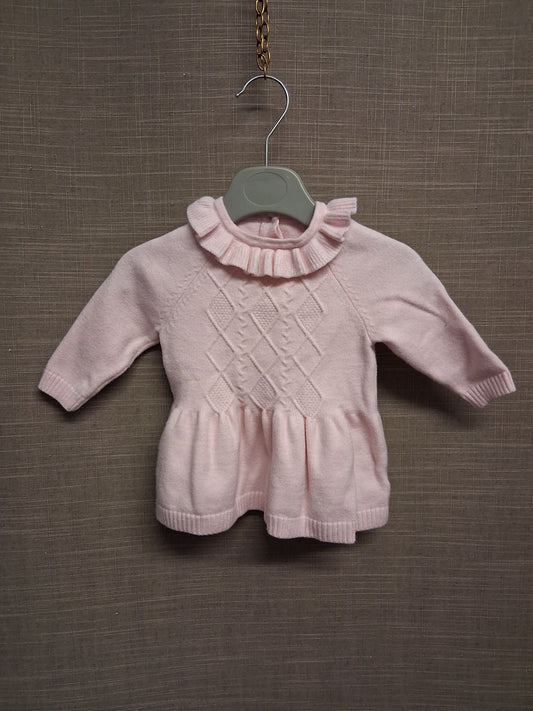 Nutmeg Girls Pale Pink Soft Knit Jumper Dress Age 0-3 Months