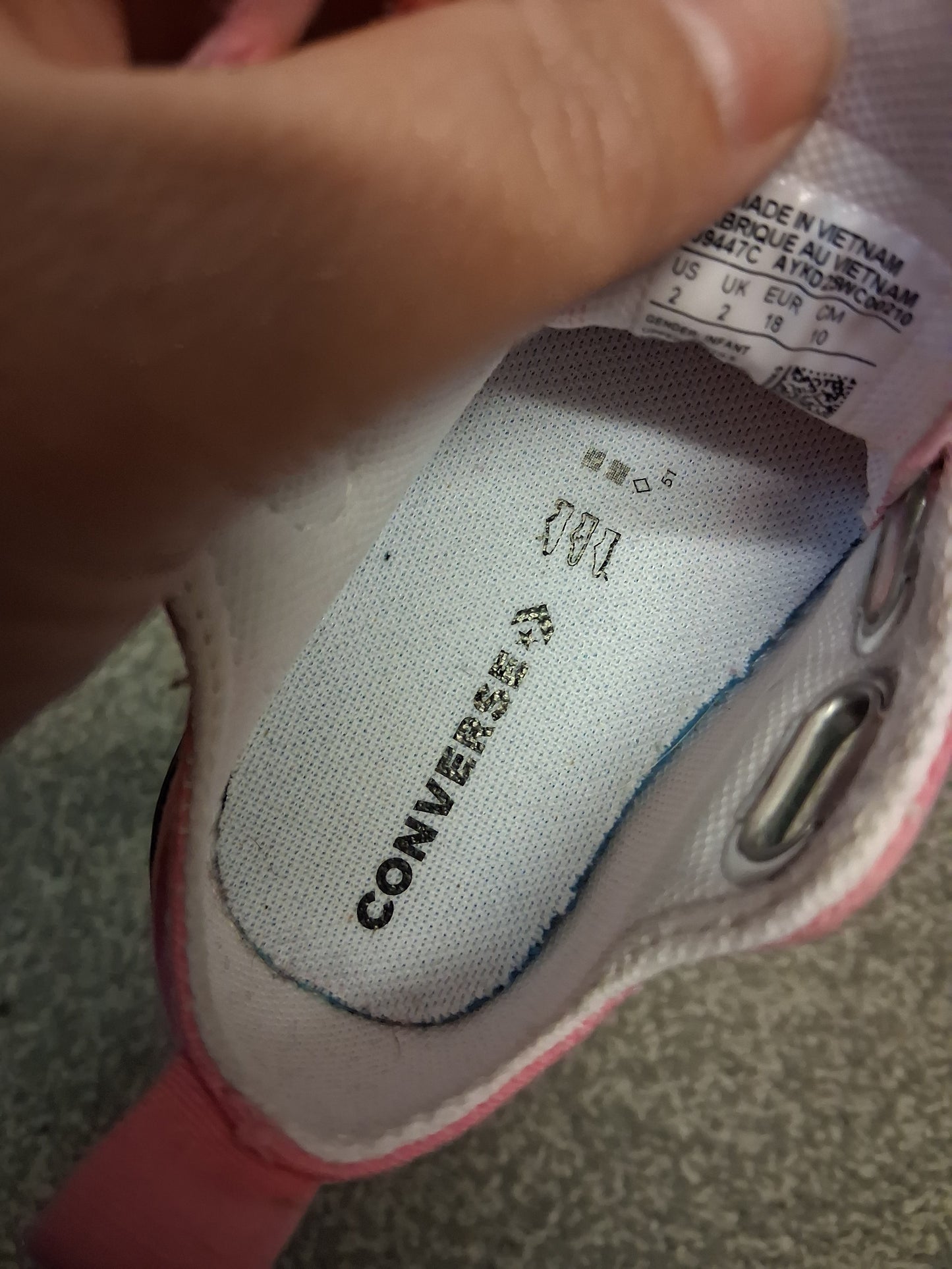 Converse Girls Pink Canvas Double Strap Trainers Pumps Size 2 Infants