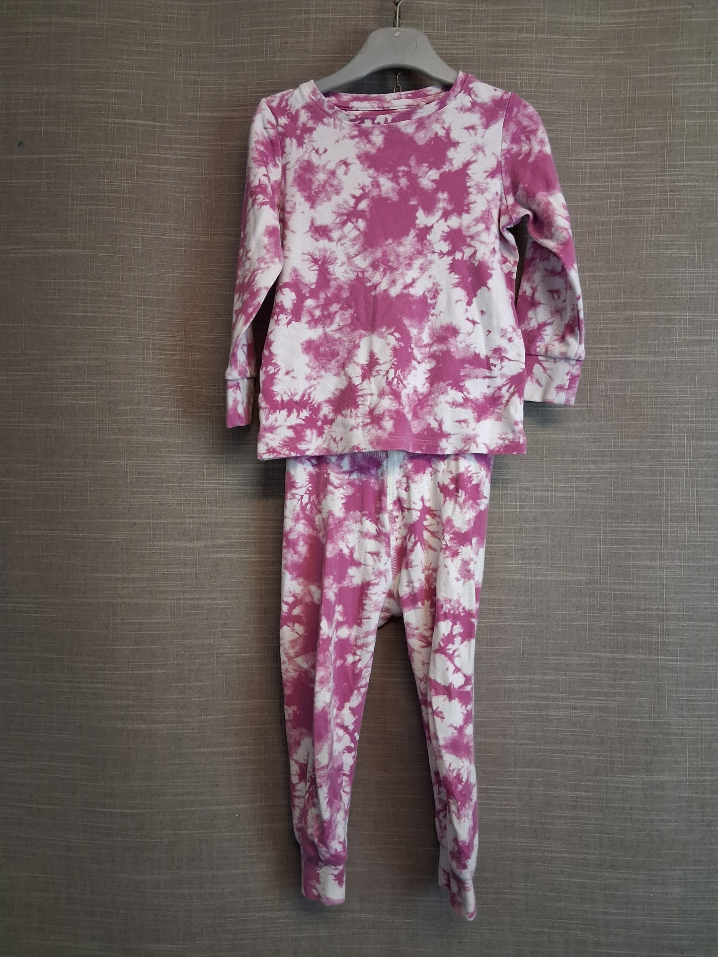 Next Girls Pyjamas PJs 2 Piece Set Pink Tie Dye Age 3-4 Years