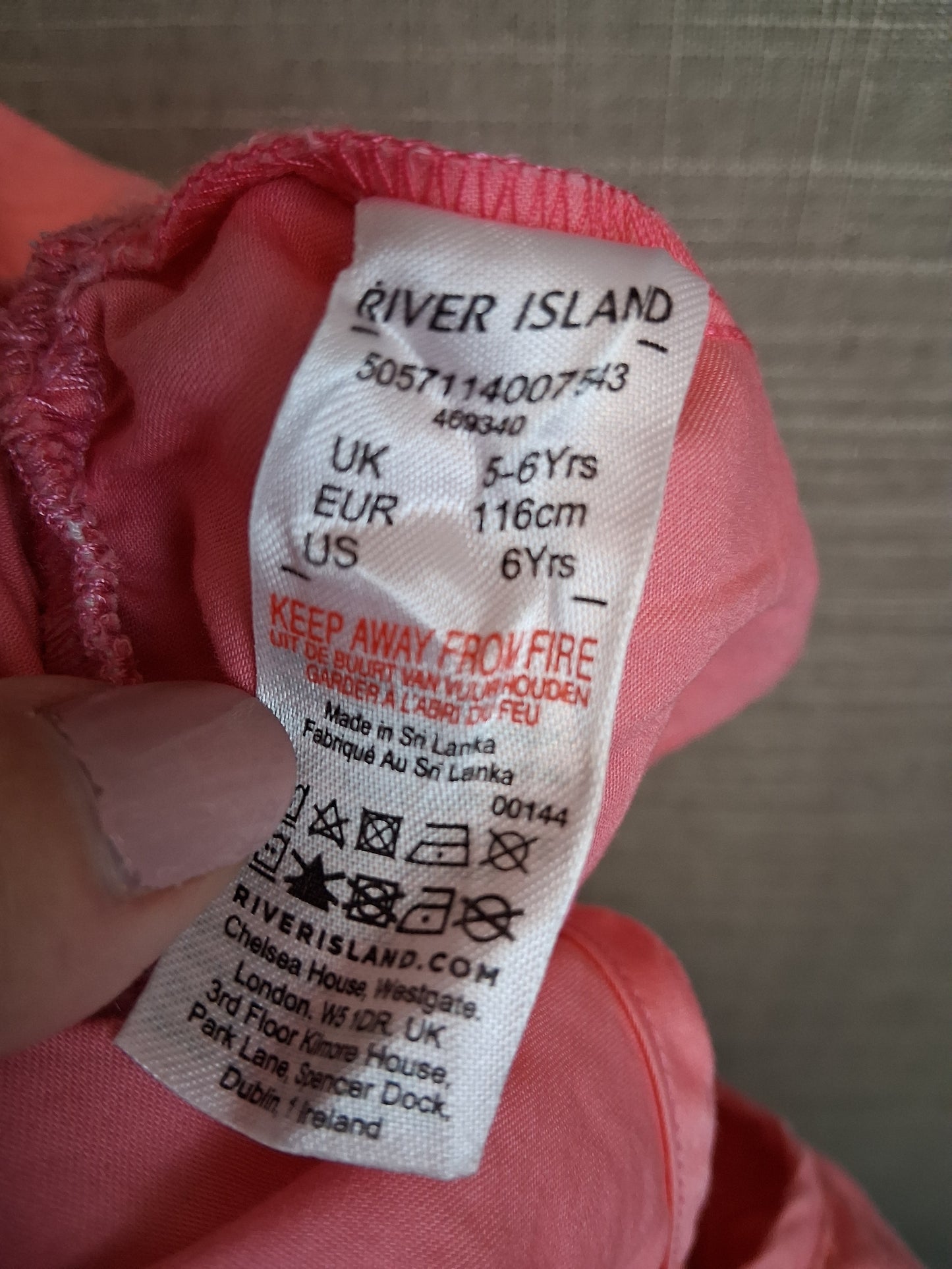 River Island Girls Pink Ruffle Top Age 5-6 Years