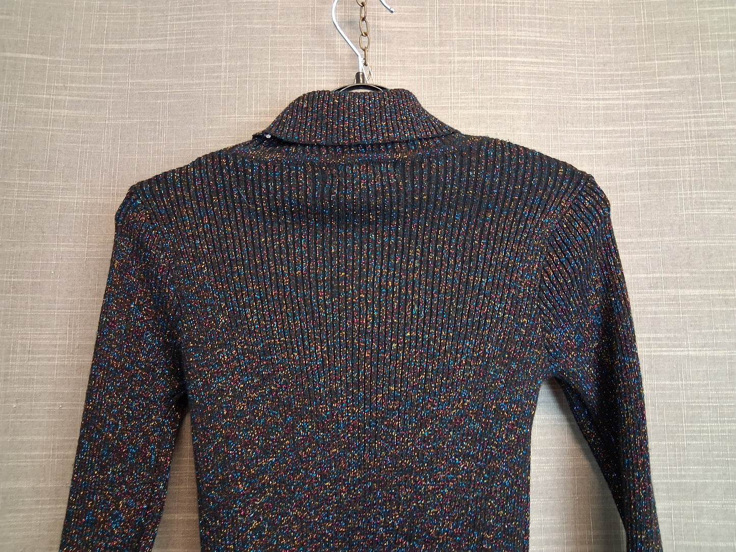 Primark Girls Roll Neck Jumper Black Glittery Sparkly Age 7-8 Years