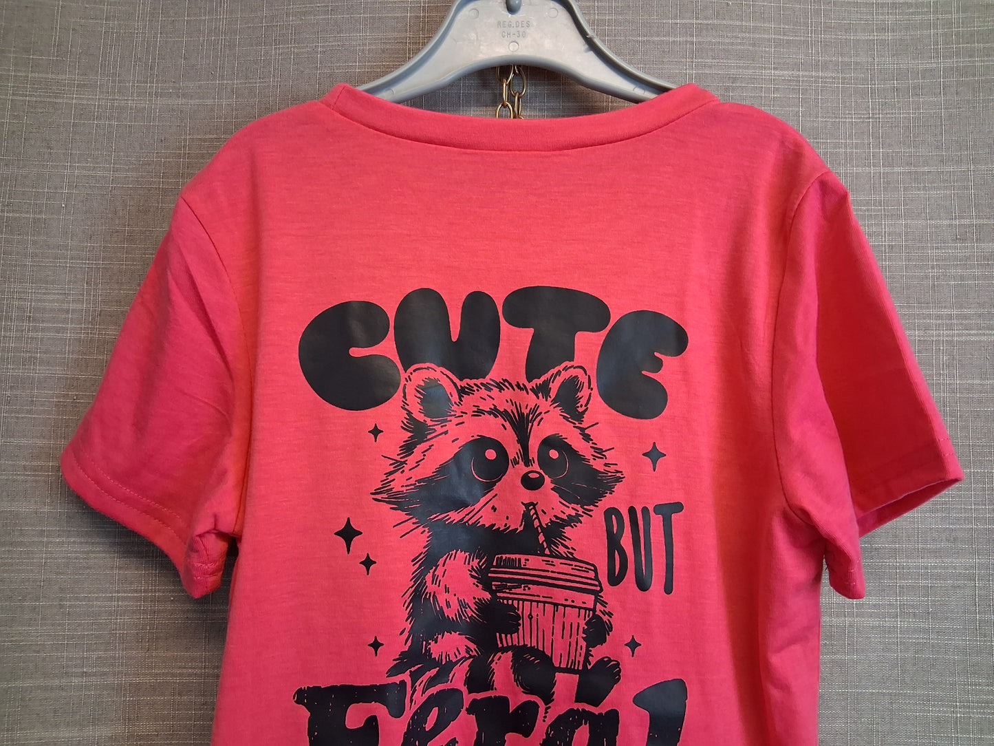 Shein Girls Pink Cute but Feral T-Shirt Age 7 Years Short Sleeve