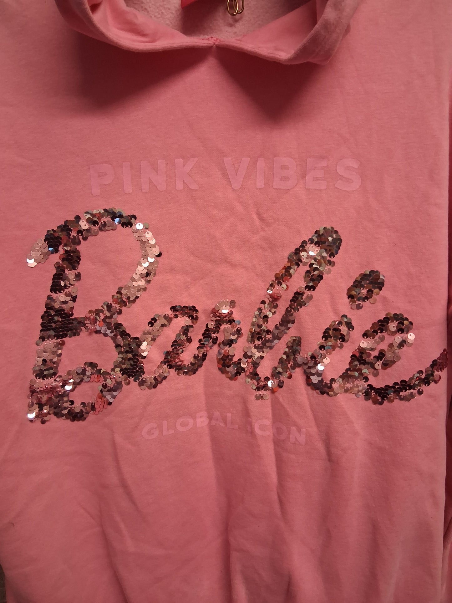 George Barbie Pink Sequin Hoodie Sweater Age 13-14 Years