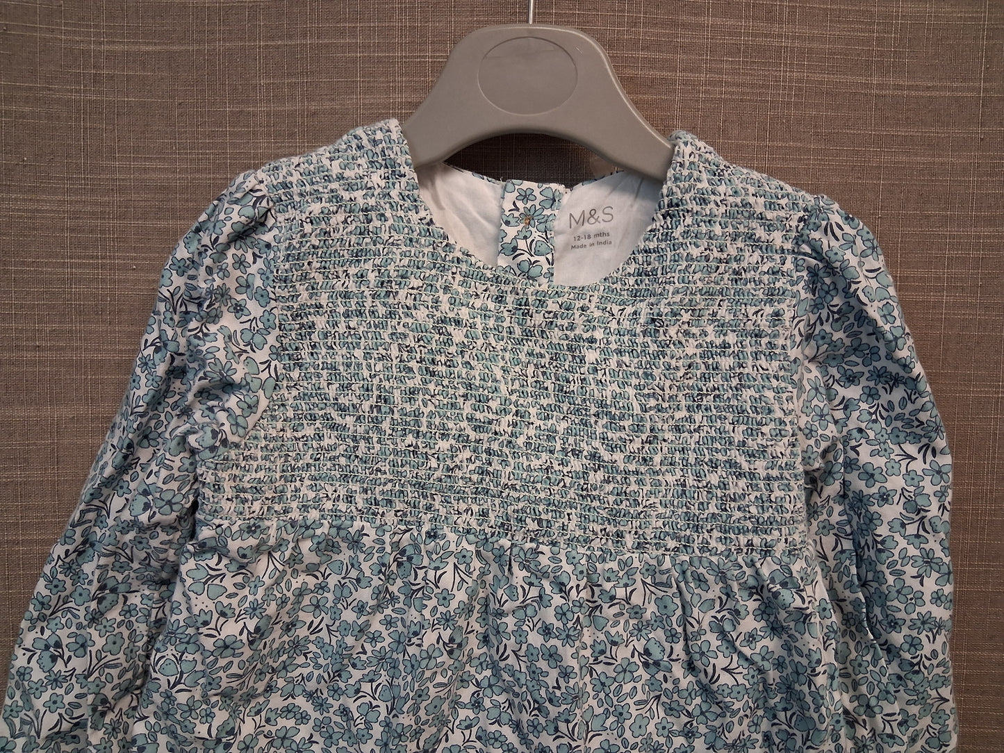 Marks & Spencer Girls Blue Floral Long Sleeve Top Age 12-18 Months