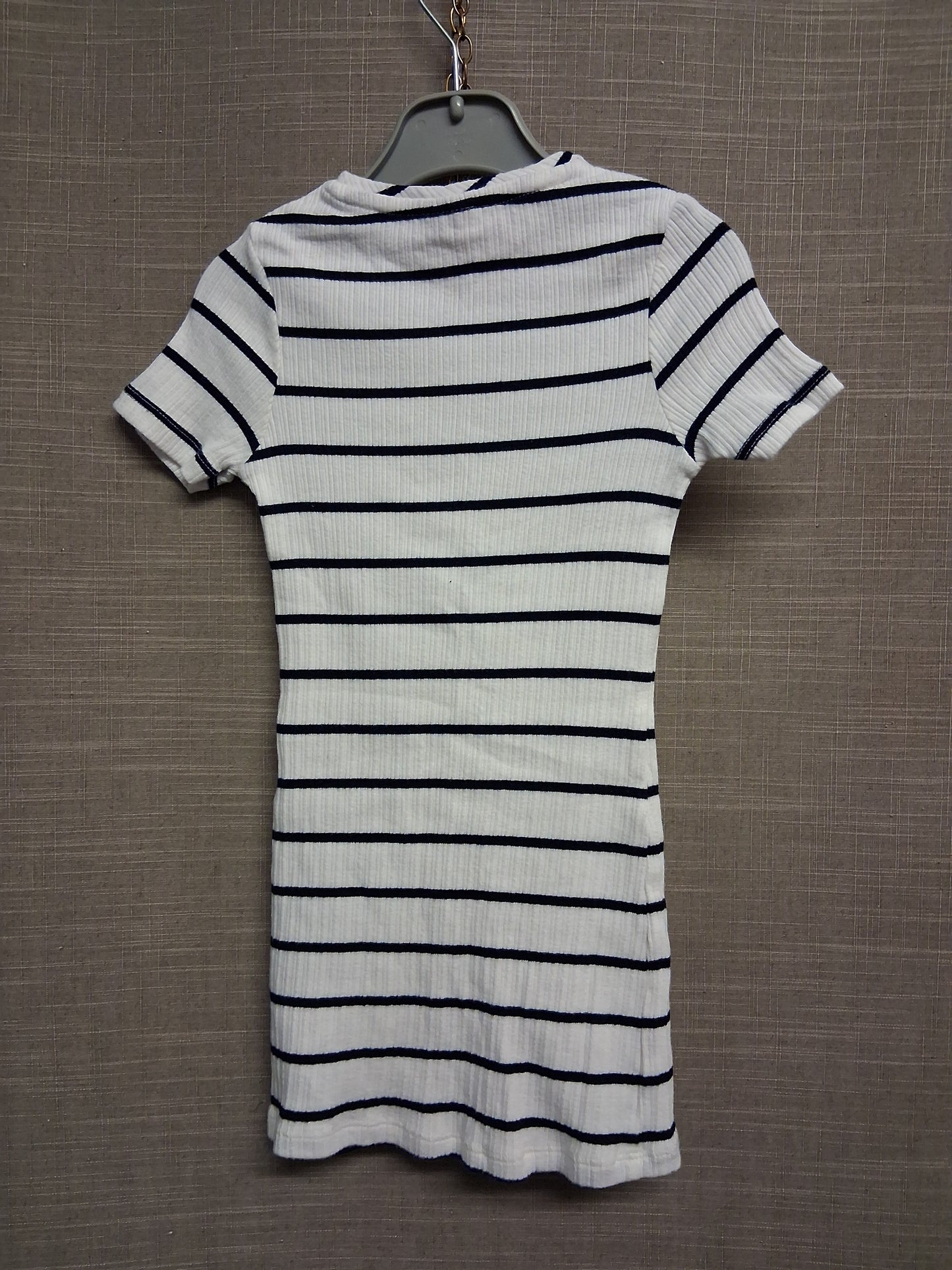 F&F Girls White Blue Striped Short Sleeve T-Shirt Dress Age 4-5 Years