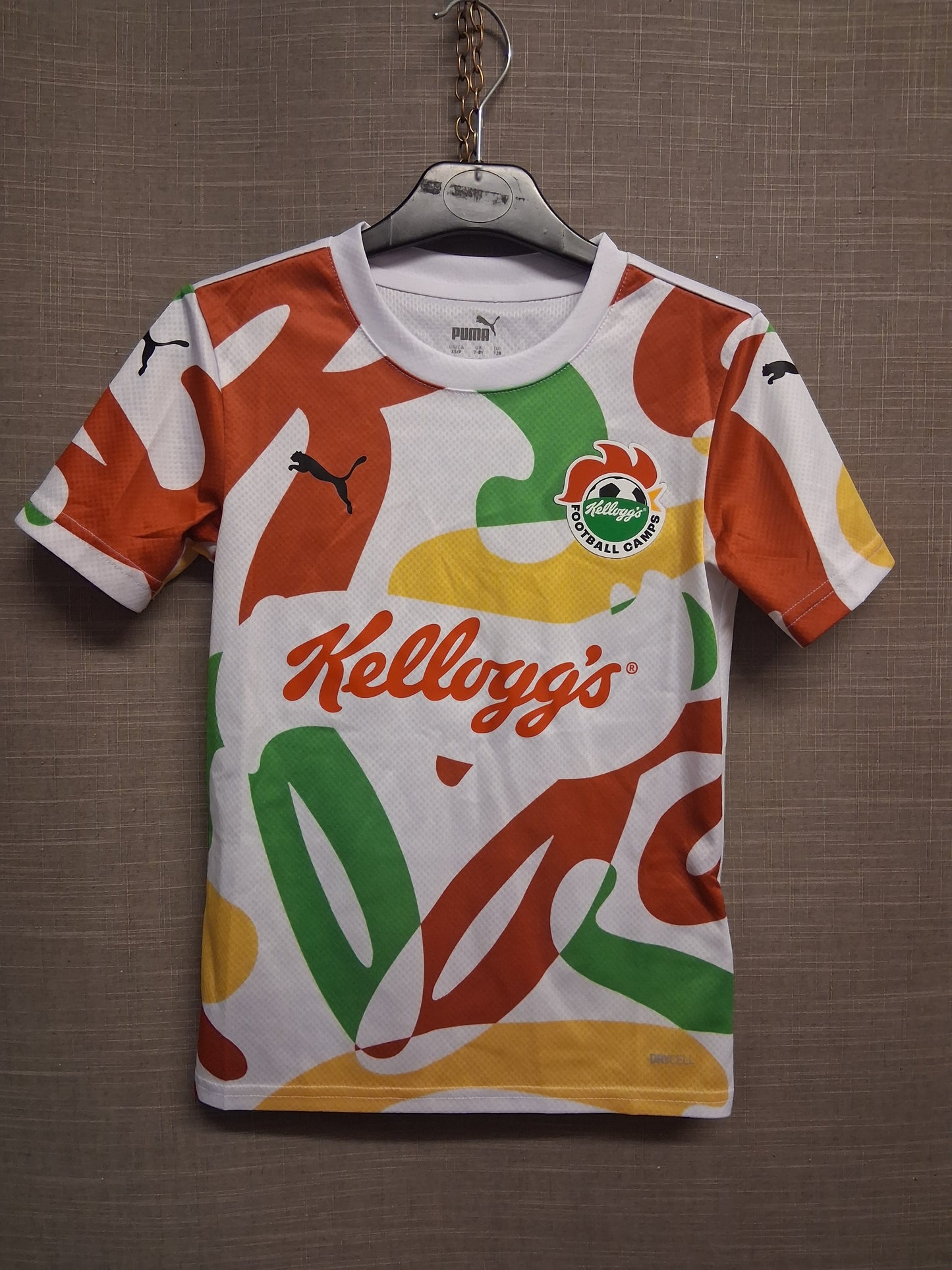 Puma Kellogs Football Shirt Boys Short Sleeve White Multicolour Age 7-8 Years