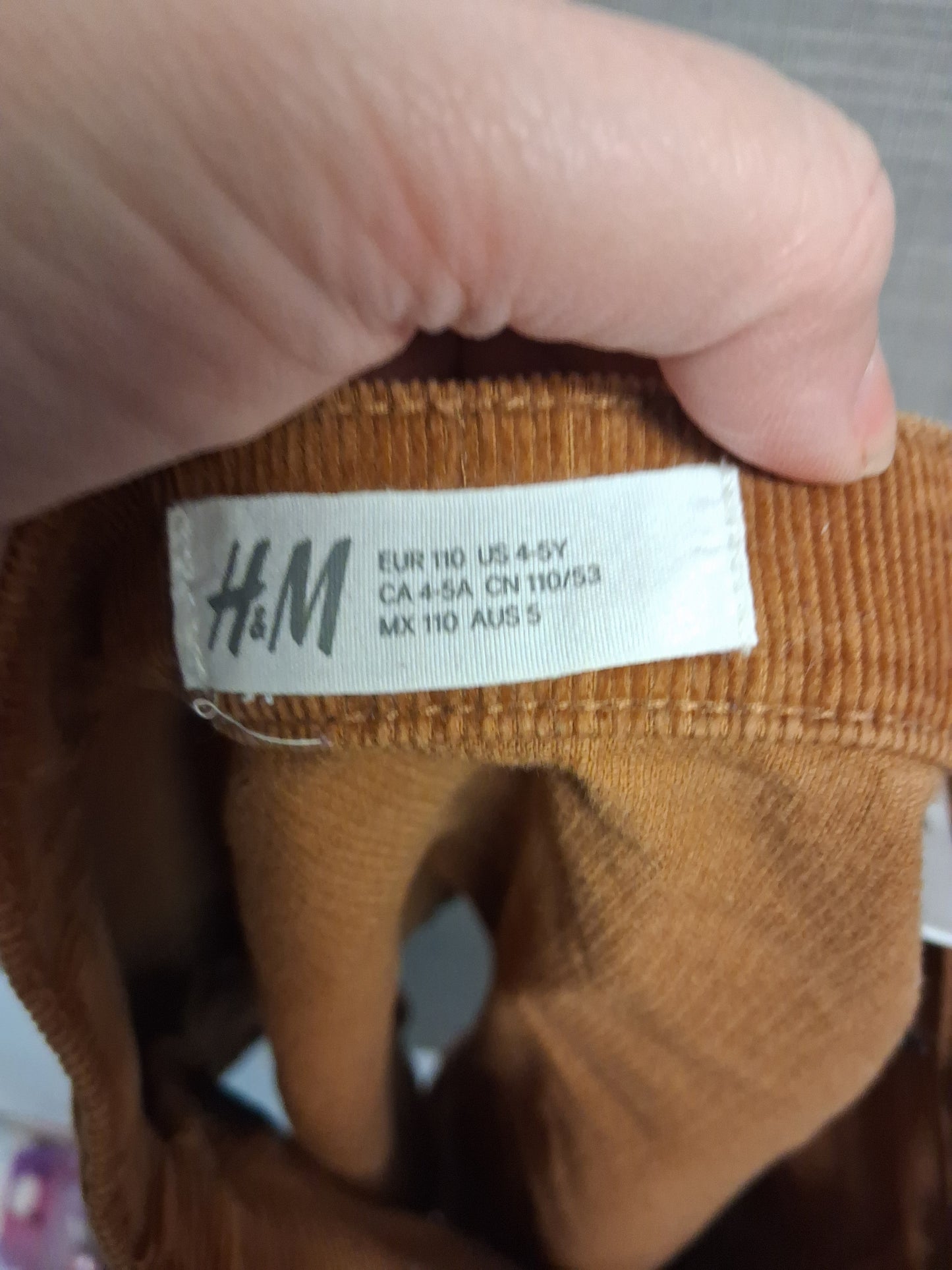 H&M Girls Brown Corduroy A Line Mini Skirt Button Detail Age 4-5 Years