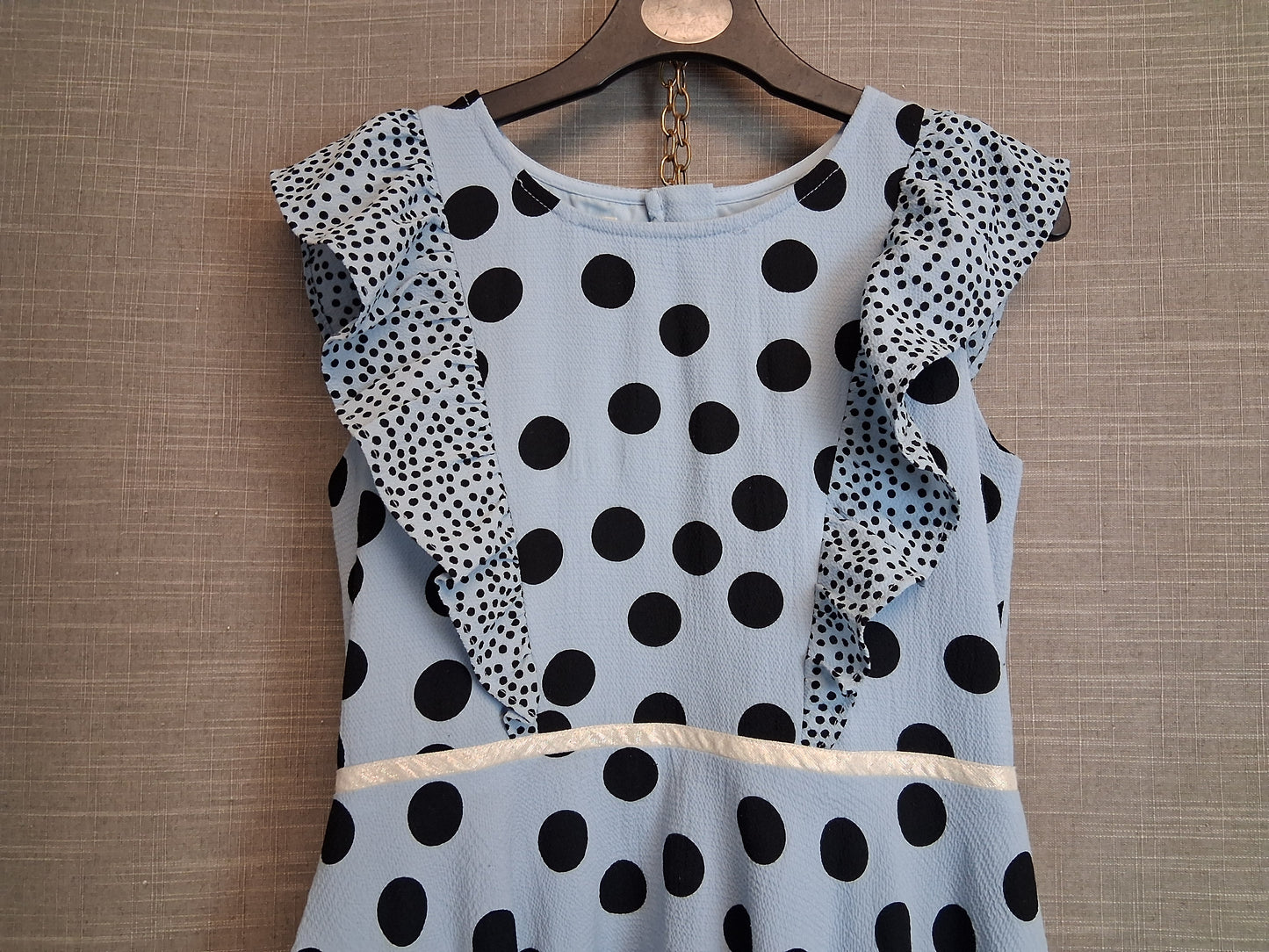 Monsoon Girls Blue Spotty Sleeveless Age 9 Years