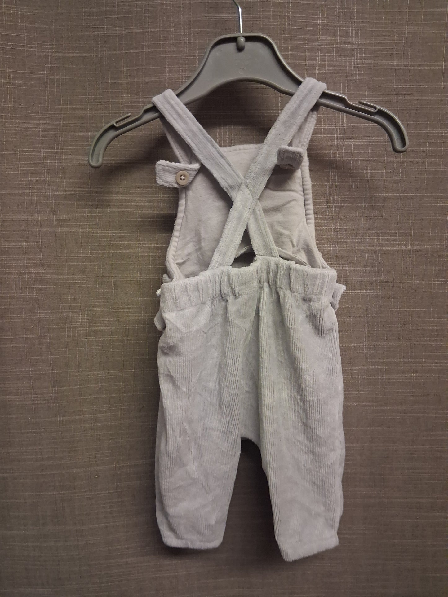 Next Girls Soft Grey Velour Dungarees Age 0-3 Months