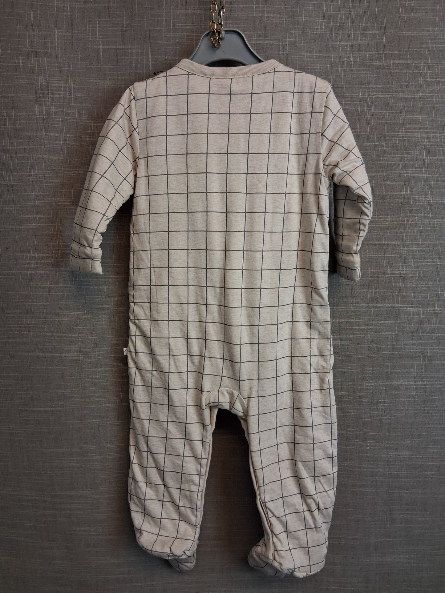 Next Boys Padded Sleepsuit Romper Cream Check Age 12-18 Months New