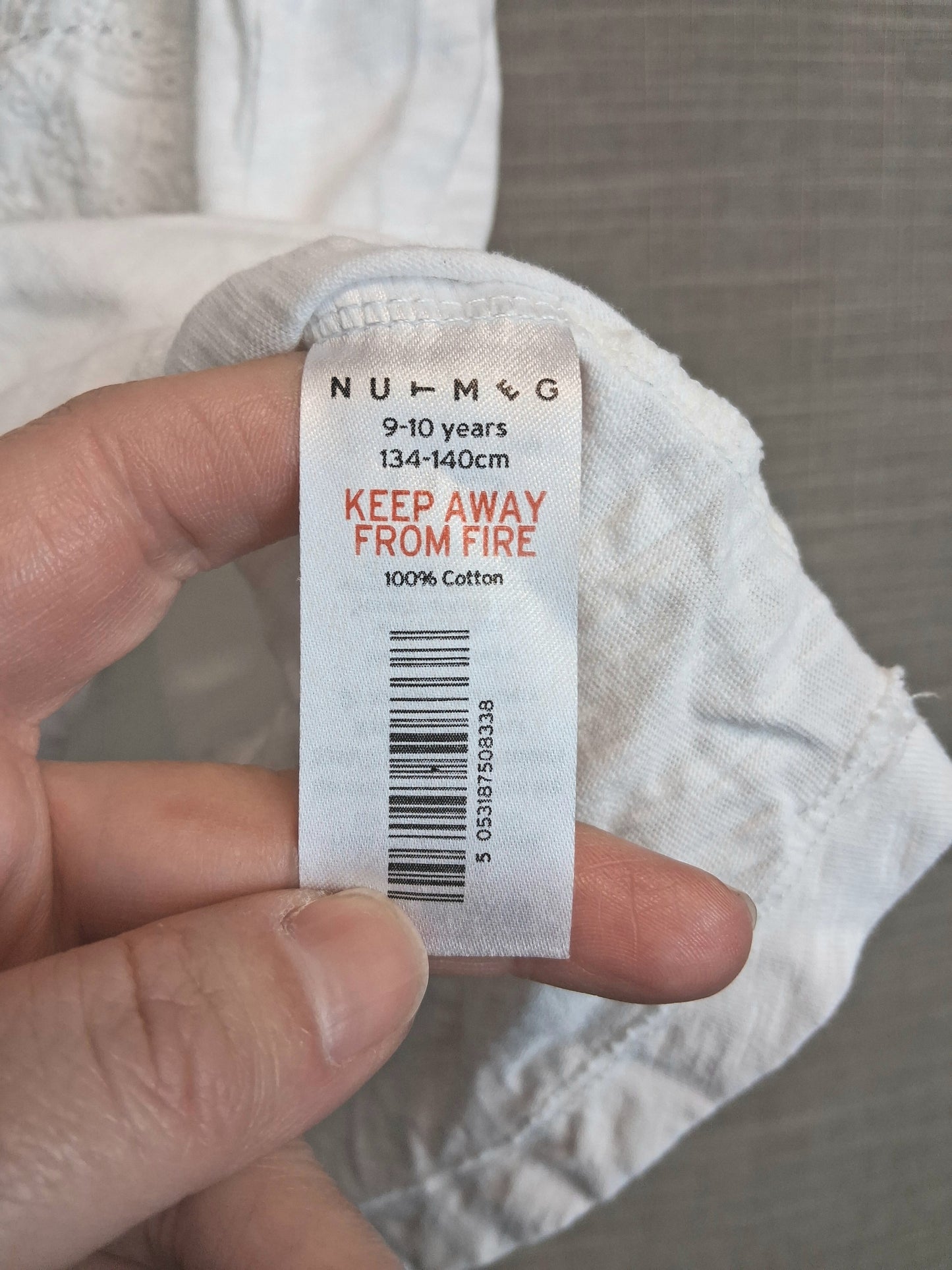 Nutmeg White Sleeveless Jersey T-Shirt Age 9-10 Years