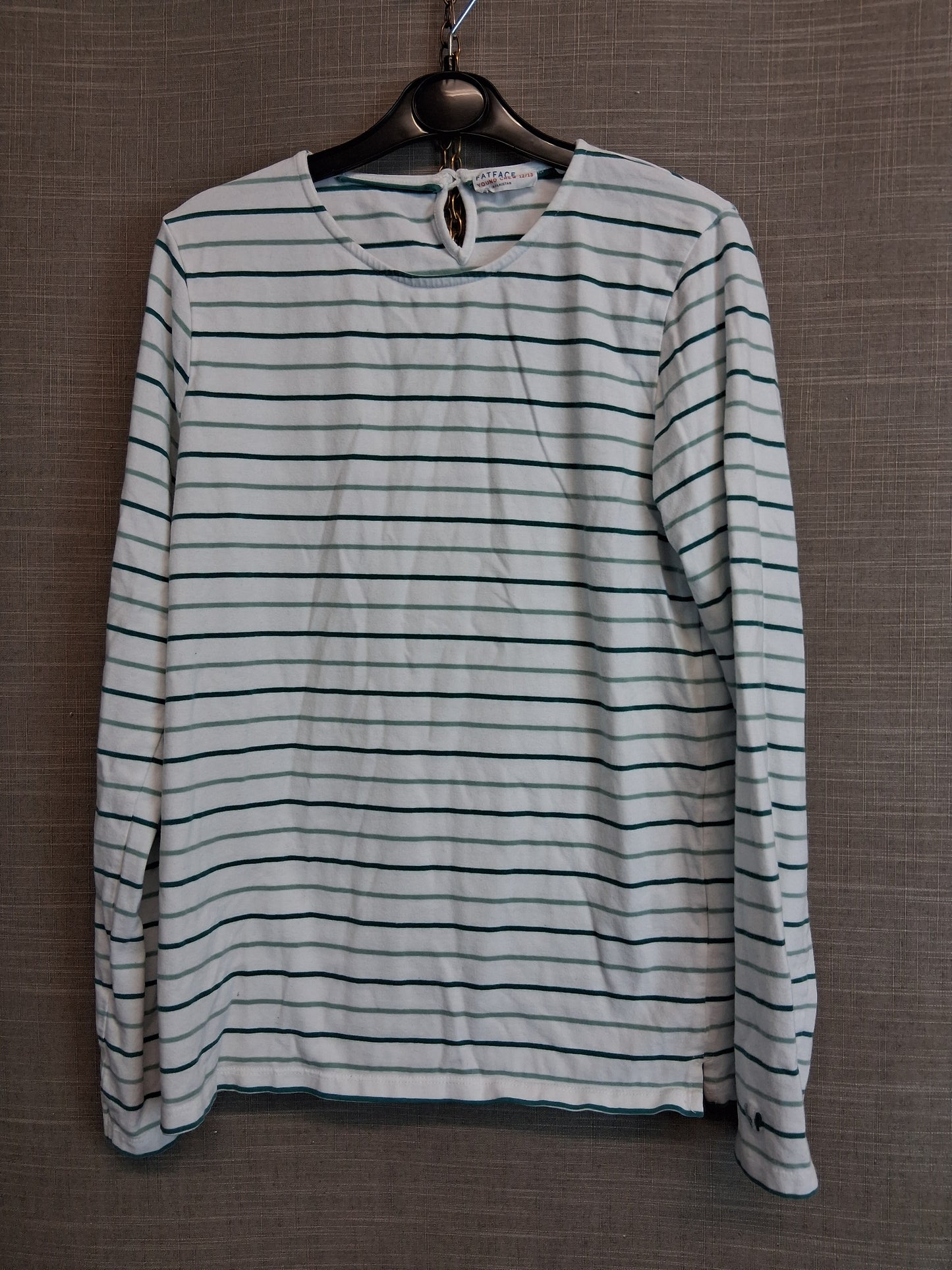 FatFace Girls Long Sleeve Jersey T-Shirt Age 12-13 Years Green Stripe