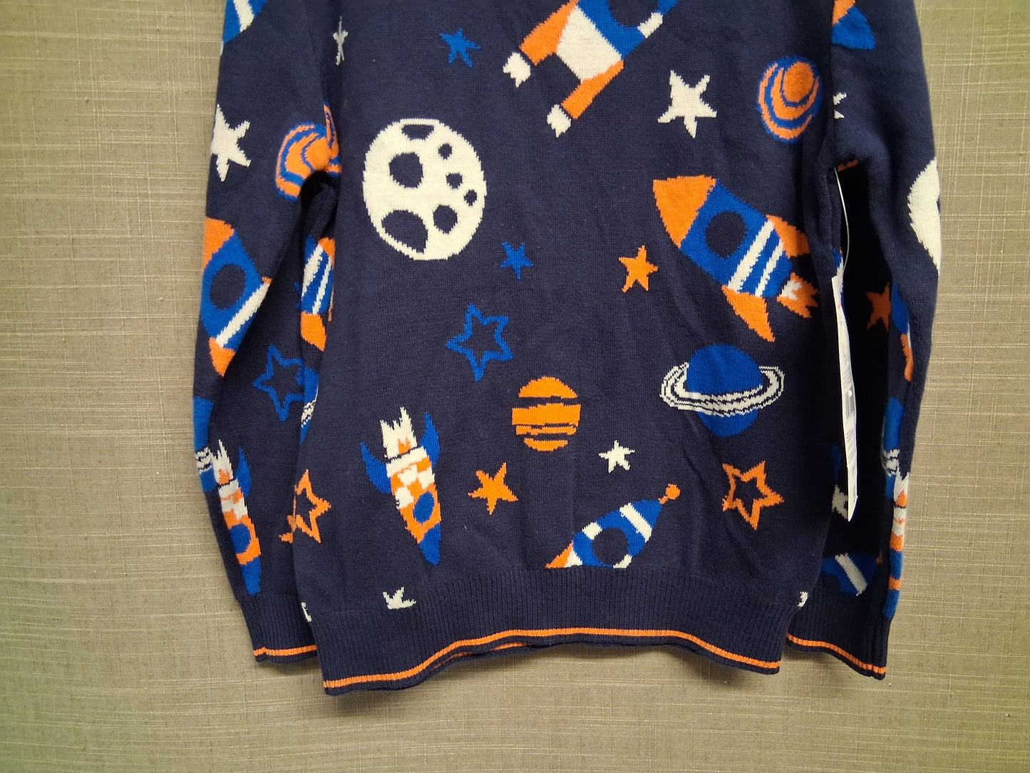 F&F Boys Space Theme Knitted Sweater Blue Age 5-6 Years New