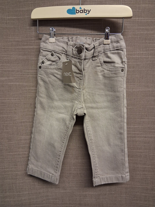 Next Boys Grey Denim Jeans Age 6-9 Months New Adjustable Waist