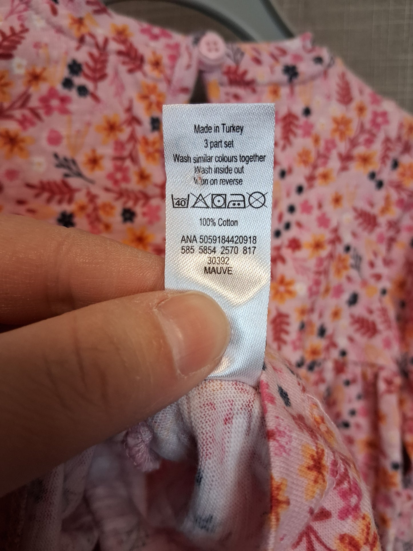 George Girls Pink Floral Jersey Dress Age 6-9 Months