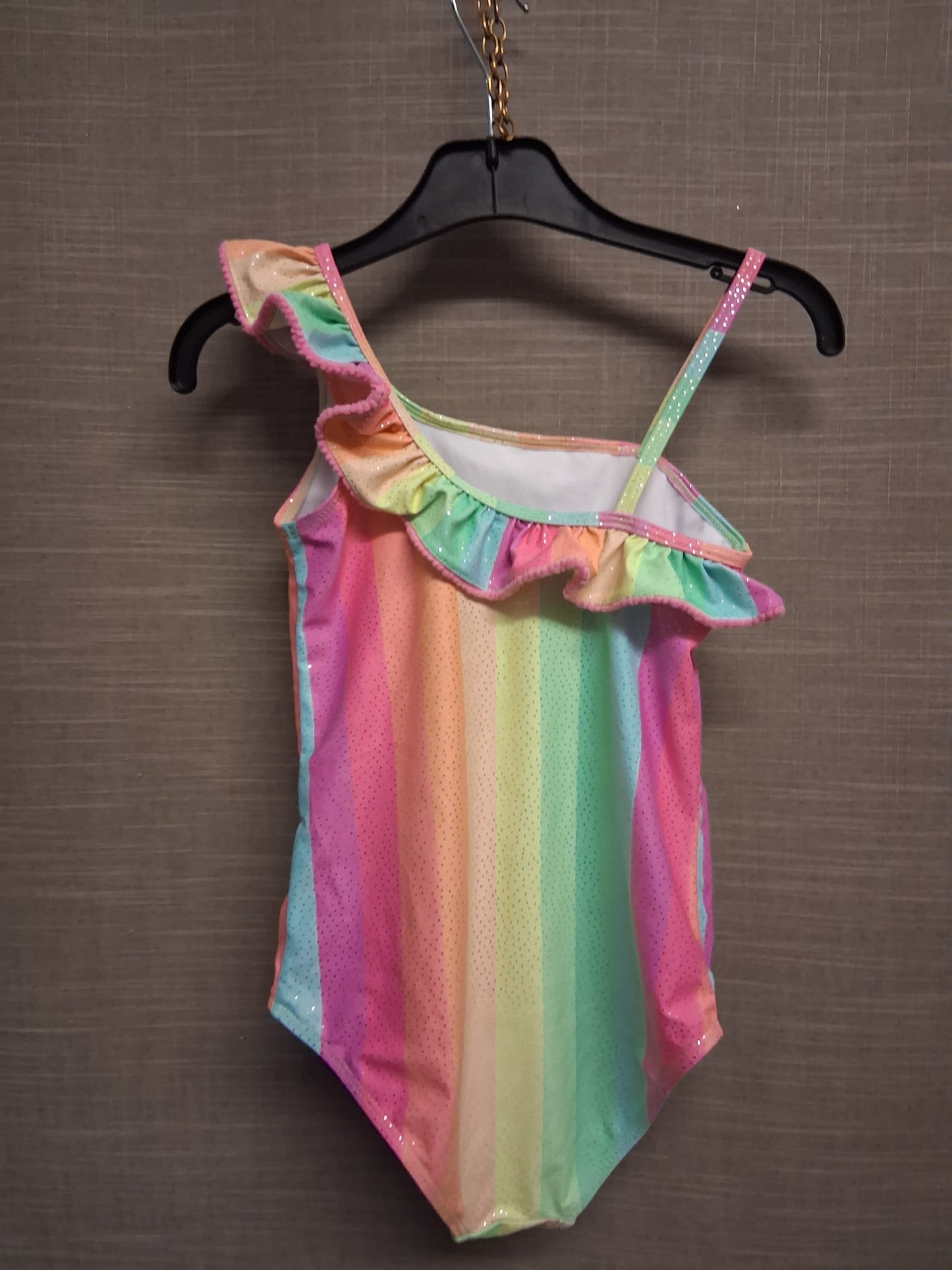 Pep & Co Girls Rainbow Glittery Swimsuit One Piece Age 8-9  Years